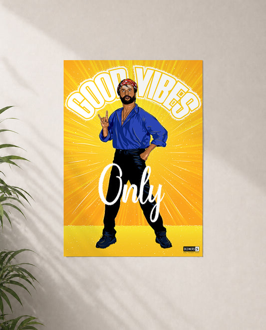 GOOD VIBES premium matte wall poster featuring Superstar-inspired artwork with a positive cinematic aesthetic.