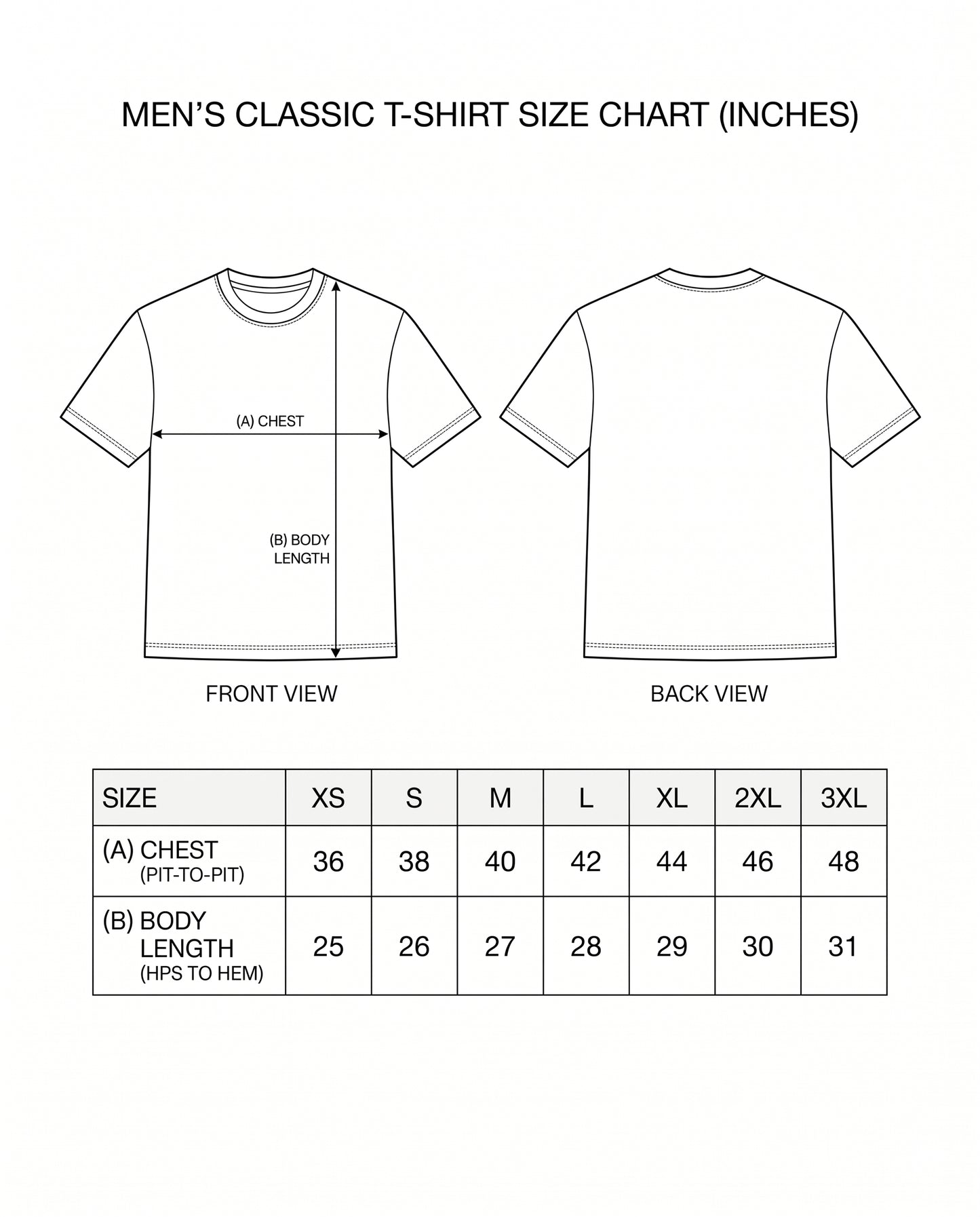 GYM RAT men's regular-fit t-shirt size chart.