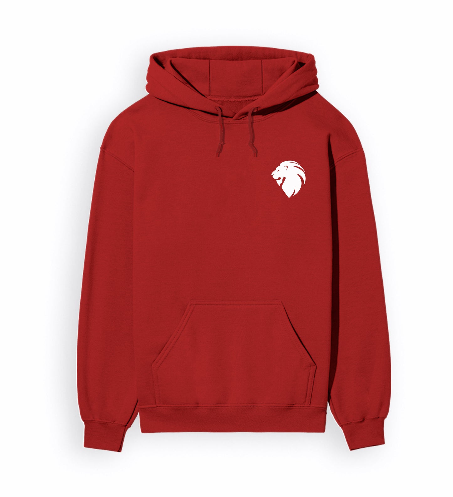 Front view of I NEVER LOSE - Unisex Regular Fit Hoodie in red.