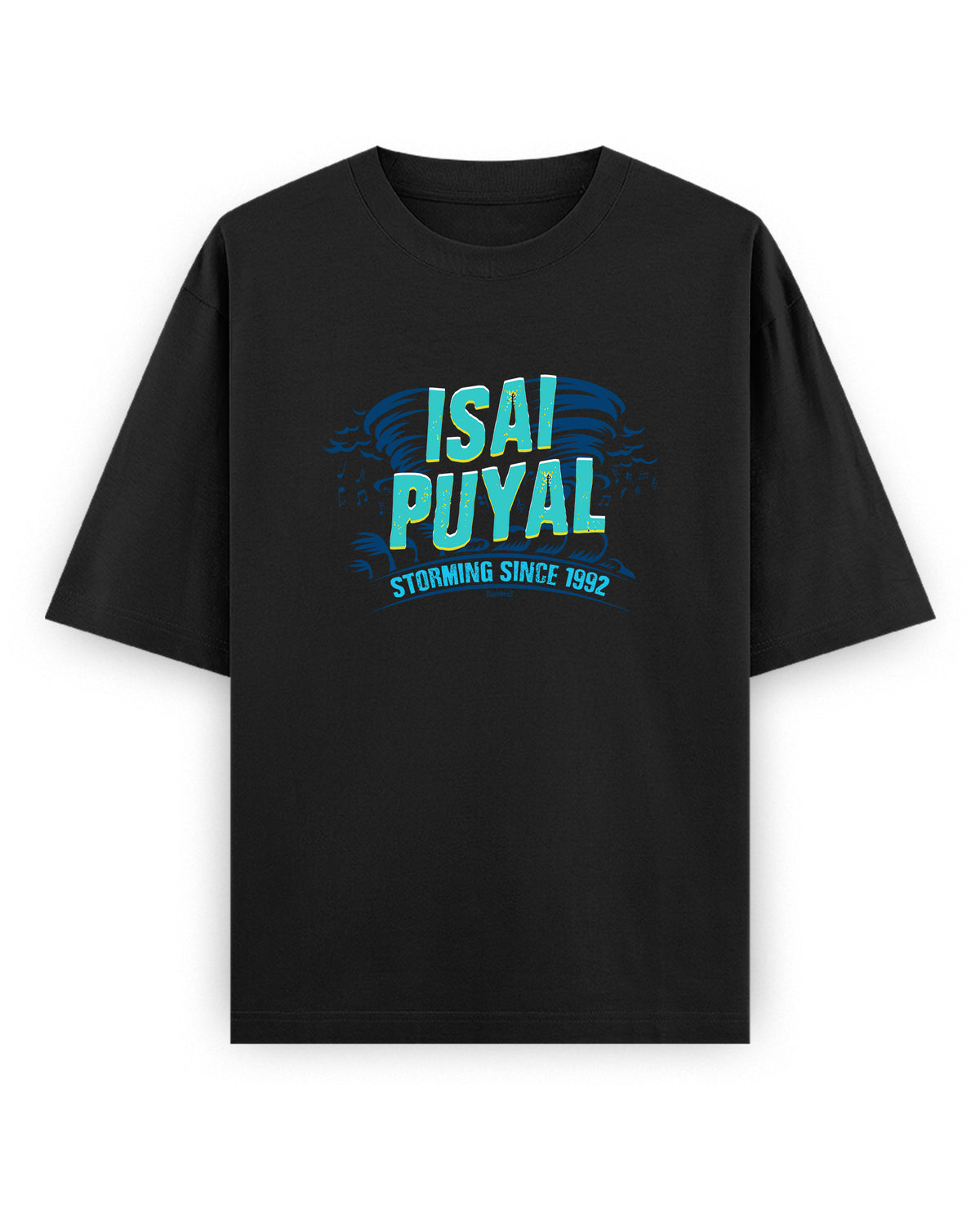 Front view of ISAIPUYAL - Unisex Oversized Graphic T-Shirt in black.