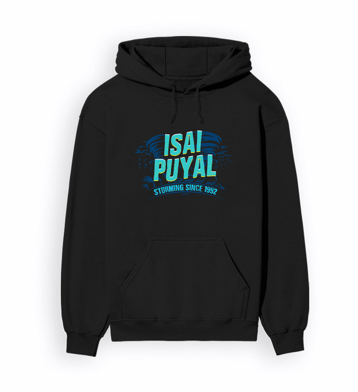 Front view of ISAIPUYAL - Unisex Regular Fit Hoodie in black.