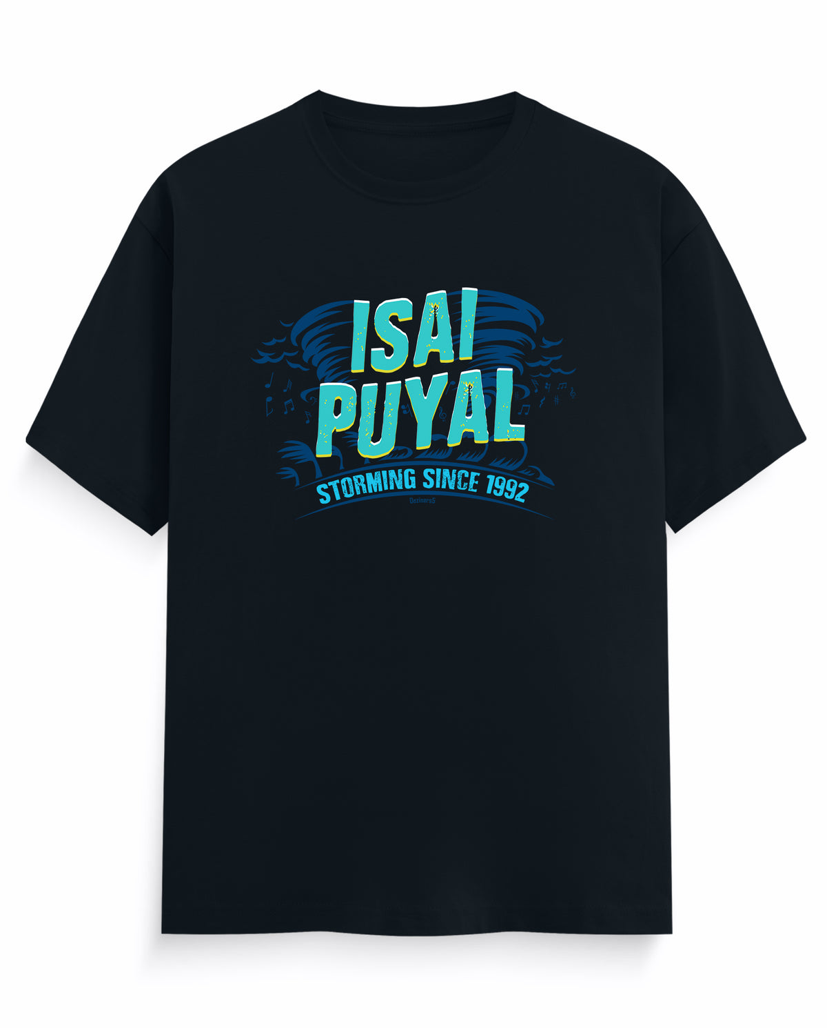 Front view of ISAIPUYAL - Men's Regular Fit T-Shirt in navy blue.