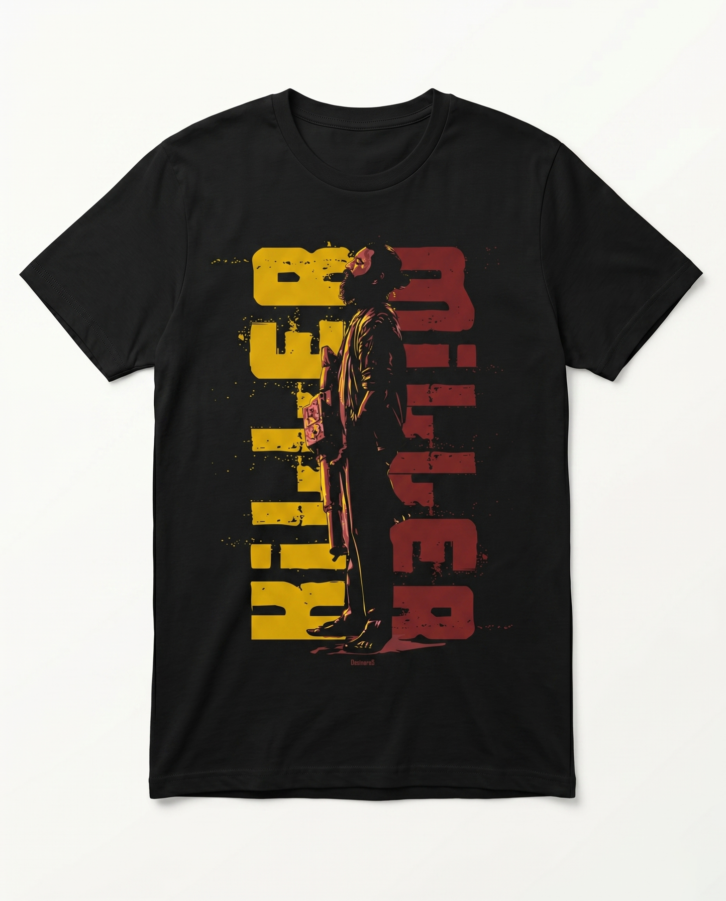 KILLER MILLER men's regular-fit t-shirt in black featuring an illustrated graphic and typography design.