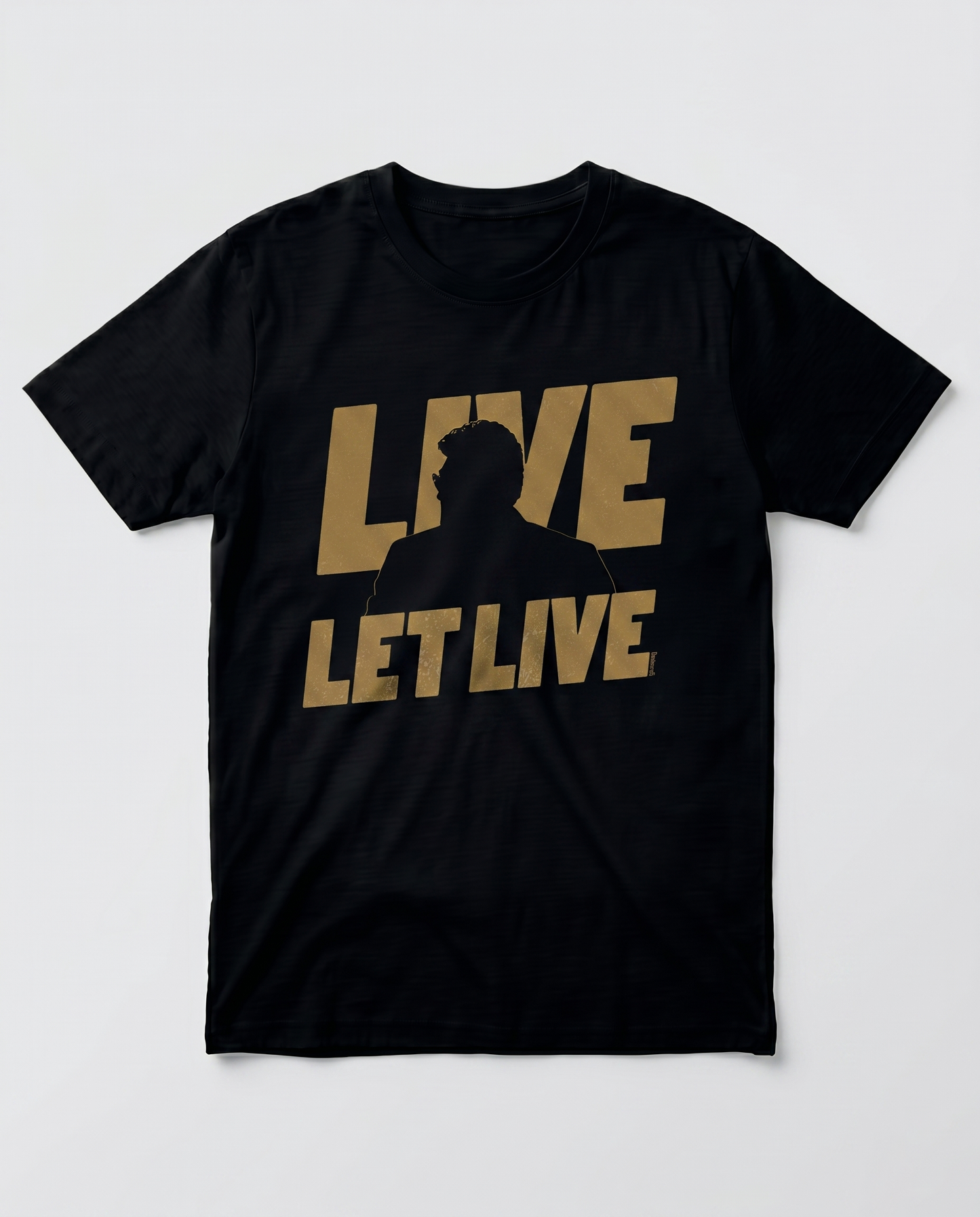 LIVE & LET LIVE men's regular-fit t-shirt in black featuring a positive typography and graphic design.