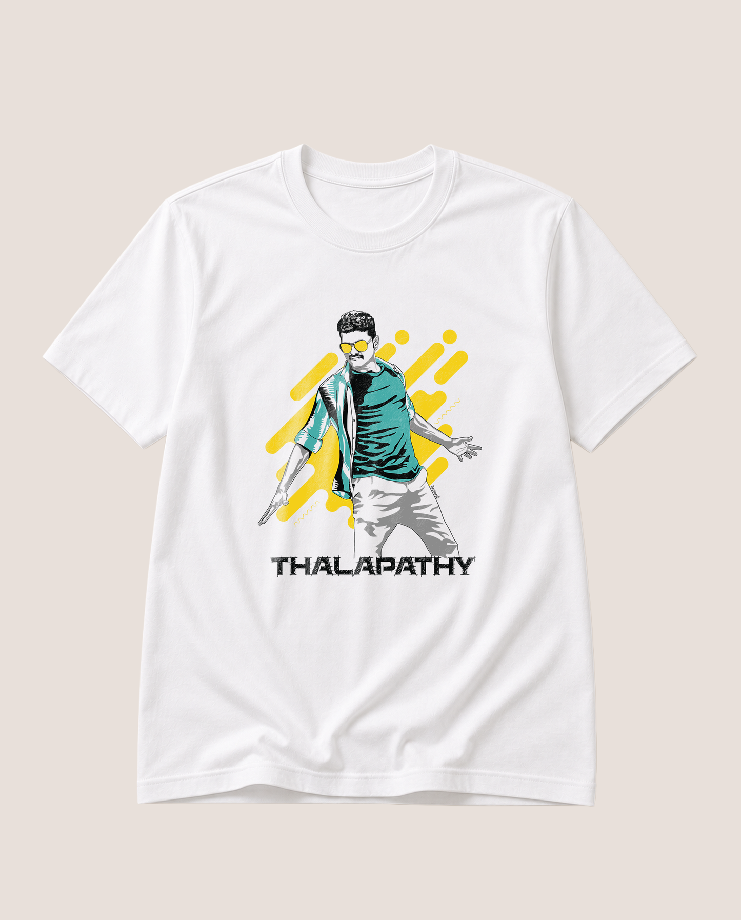 MERSAL MOVES Vijay inspired dance graphic in a white men's regular-fit t-shirt.
