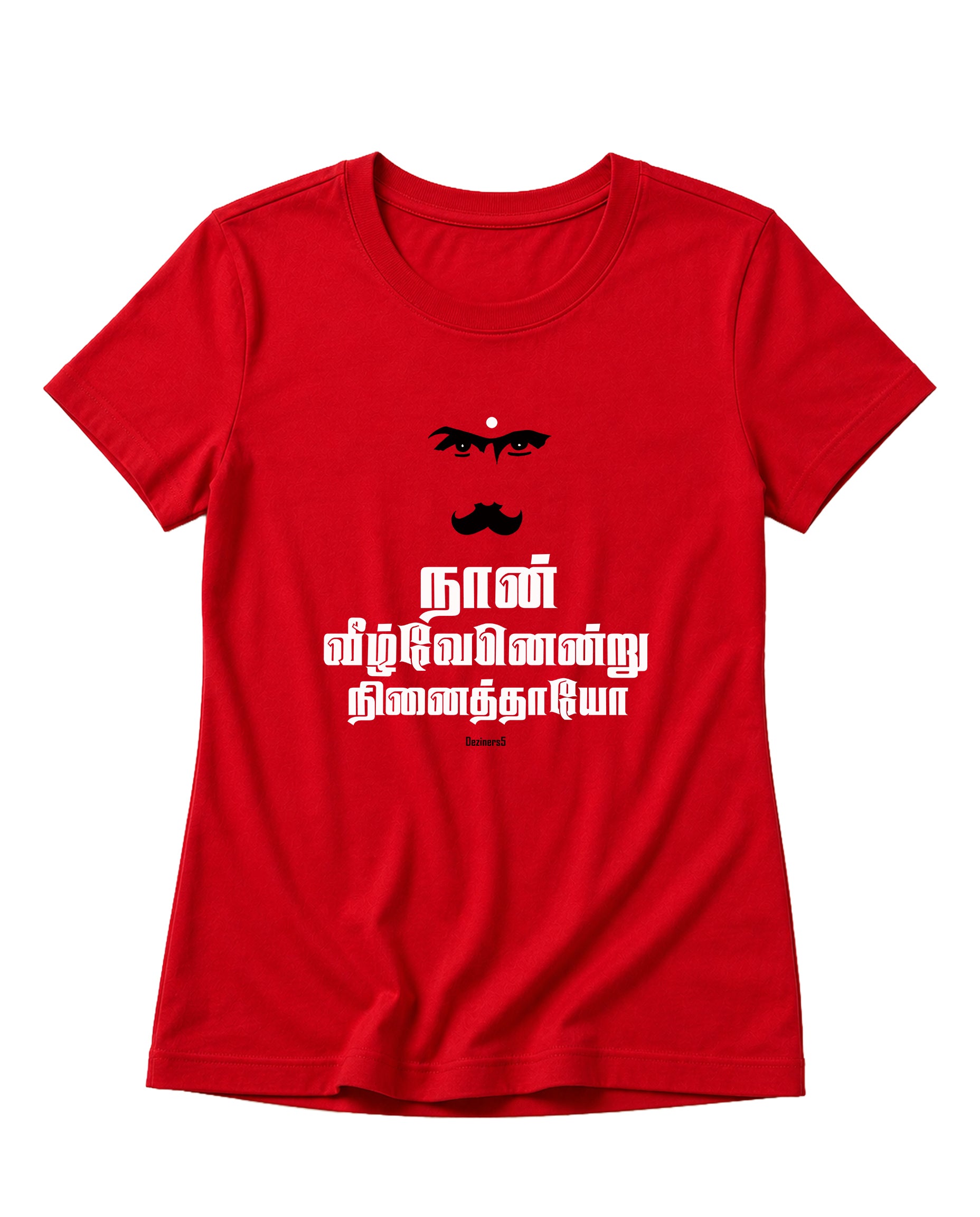 Front view of NAAN VEEZHVENENDRU NINAITHAAIYO women's regular-fit t-shirt in red.