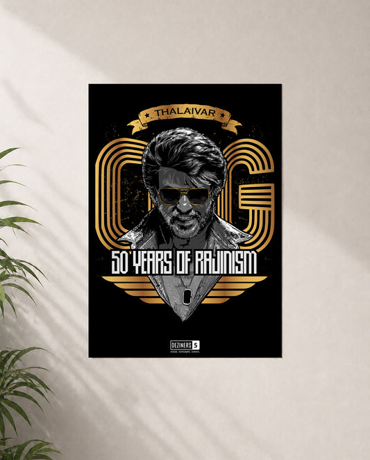 OG Superstar poster featuring Thalaivar inspired cinematic artwork and bold iconic styling for A4 and A3 wall display.