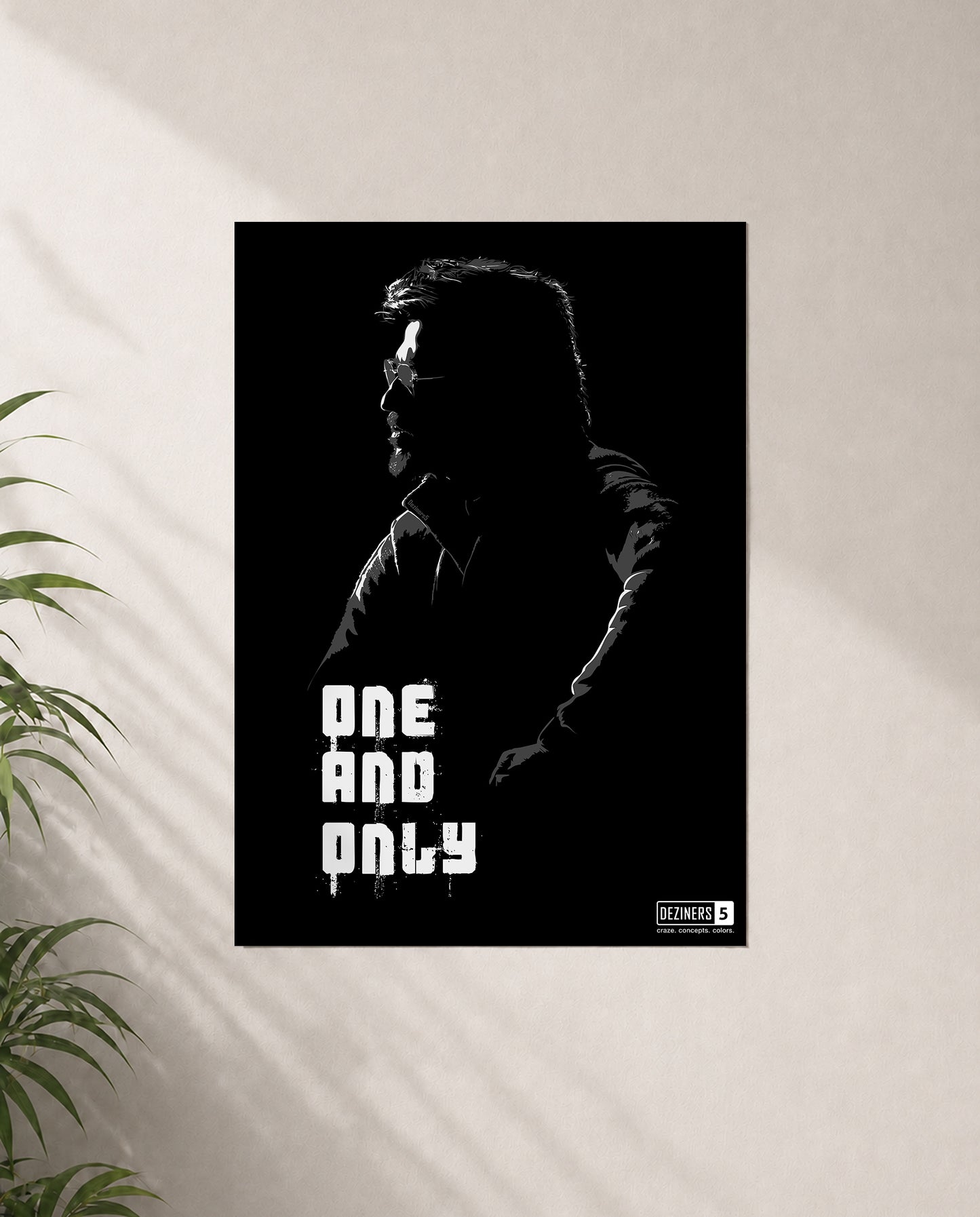 ONE AND ONLY Superstar monochrome poster inspired by Thalaivar featuring a bold cinematic tribute design.