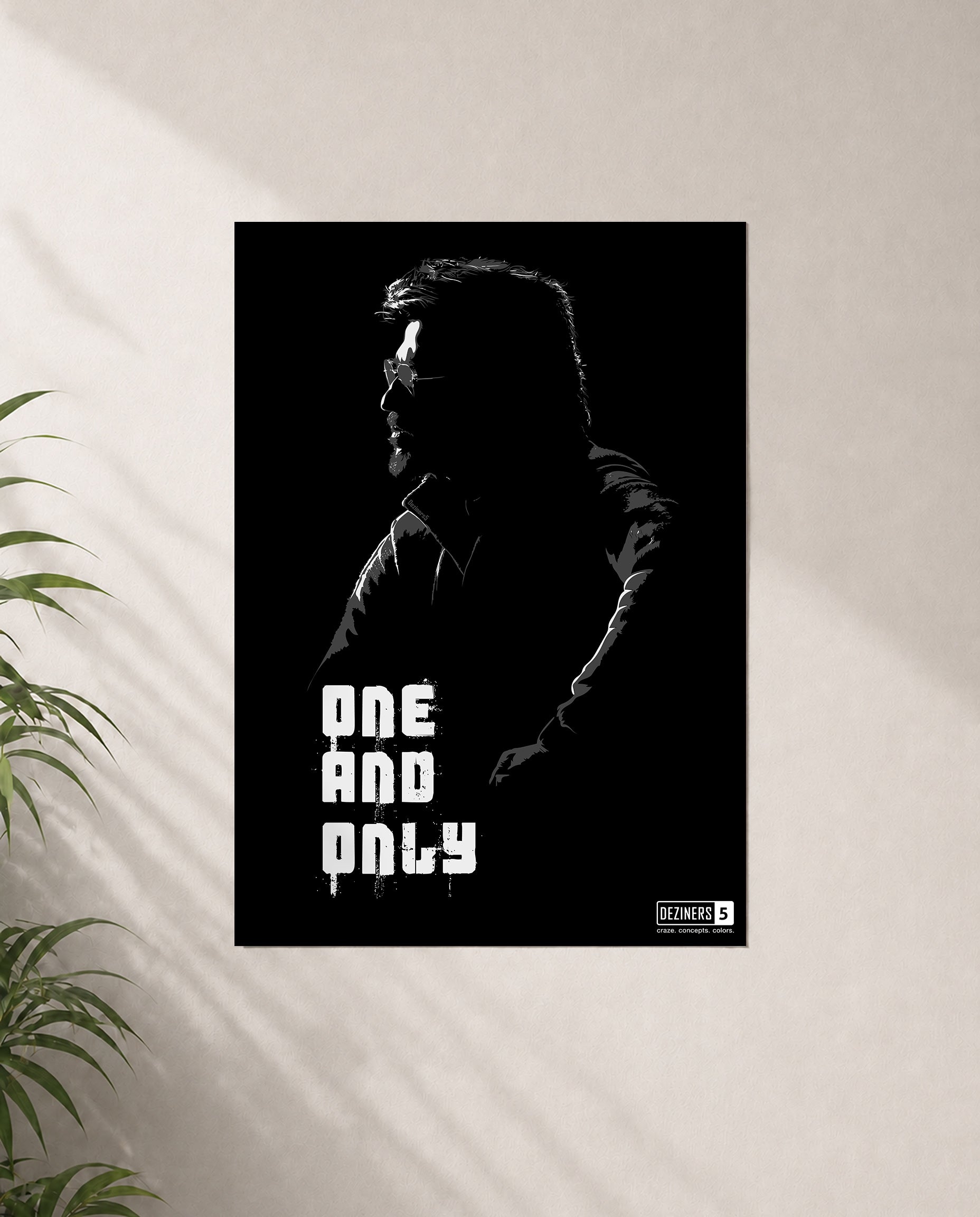 ONE AND ONLY Superstar monochrome poster inspired by Thalaivar featuring a bold cinematic tribute design.