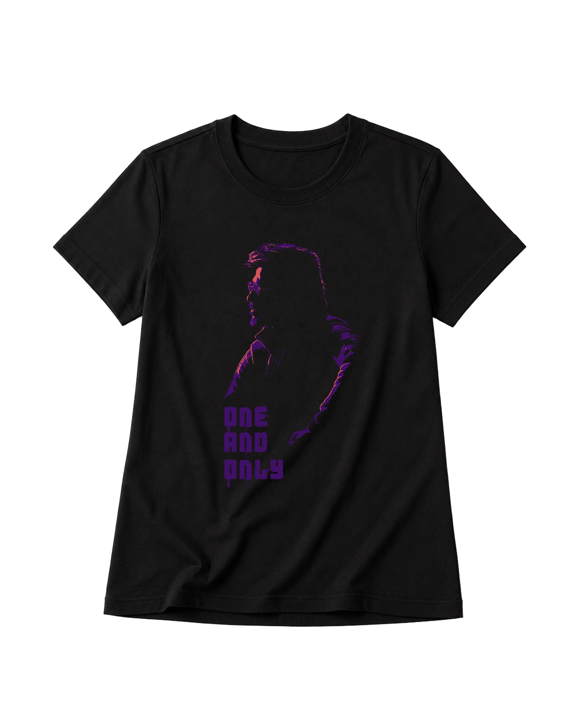 ONE AND ONLY Superstar inspired black women's regular-fit t-shirt featuring fan artwork design.