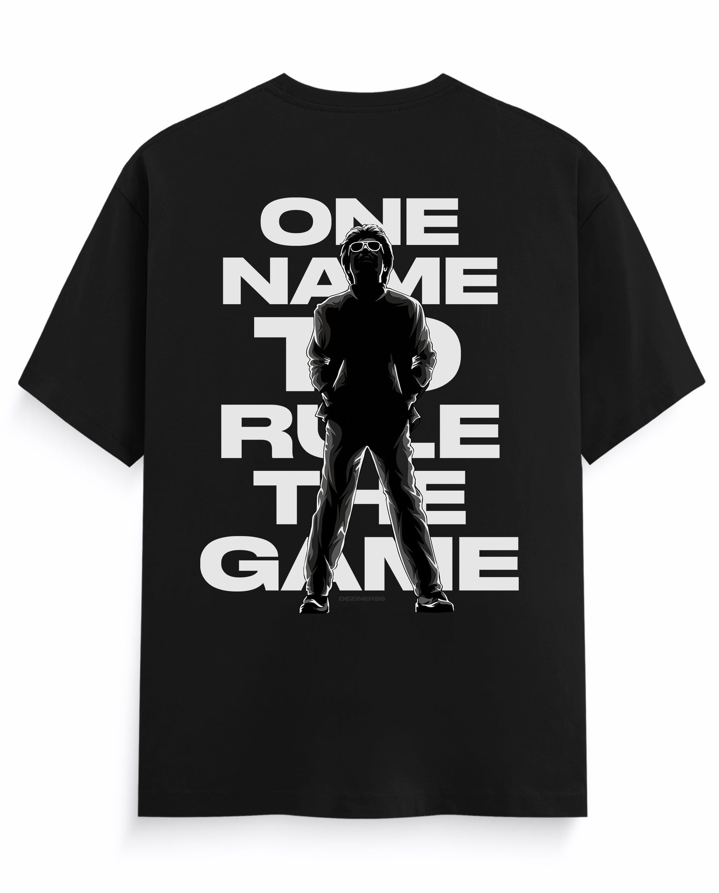 Back view of ONE NAME men's regular-fit t-shirt in black.