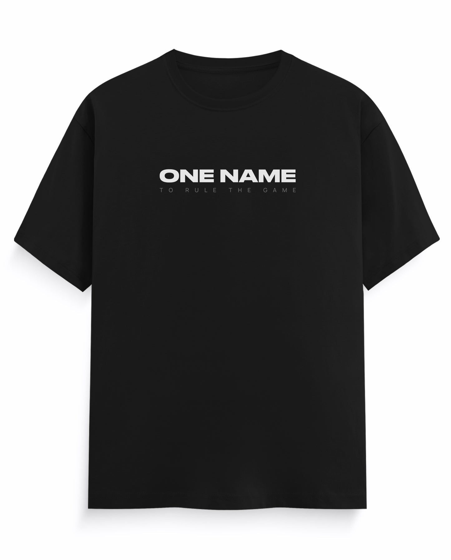 Front view of ONE NAME men's regular-fit t-shirt in black.