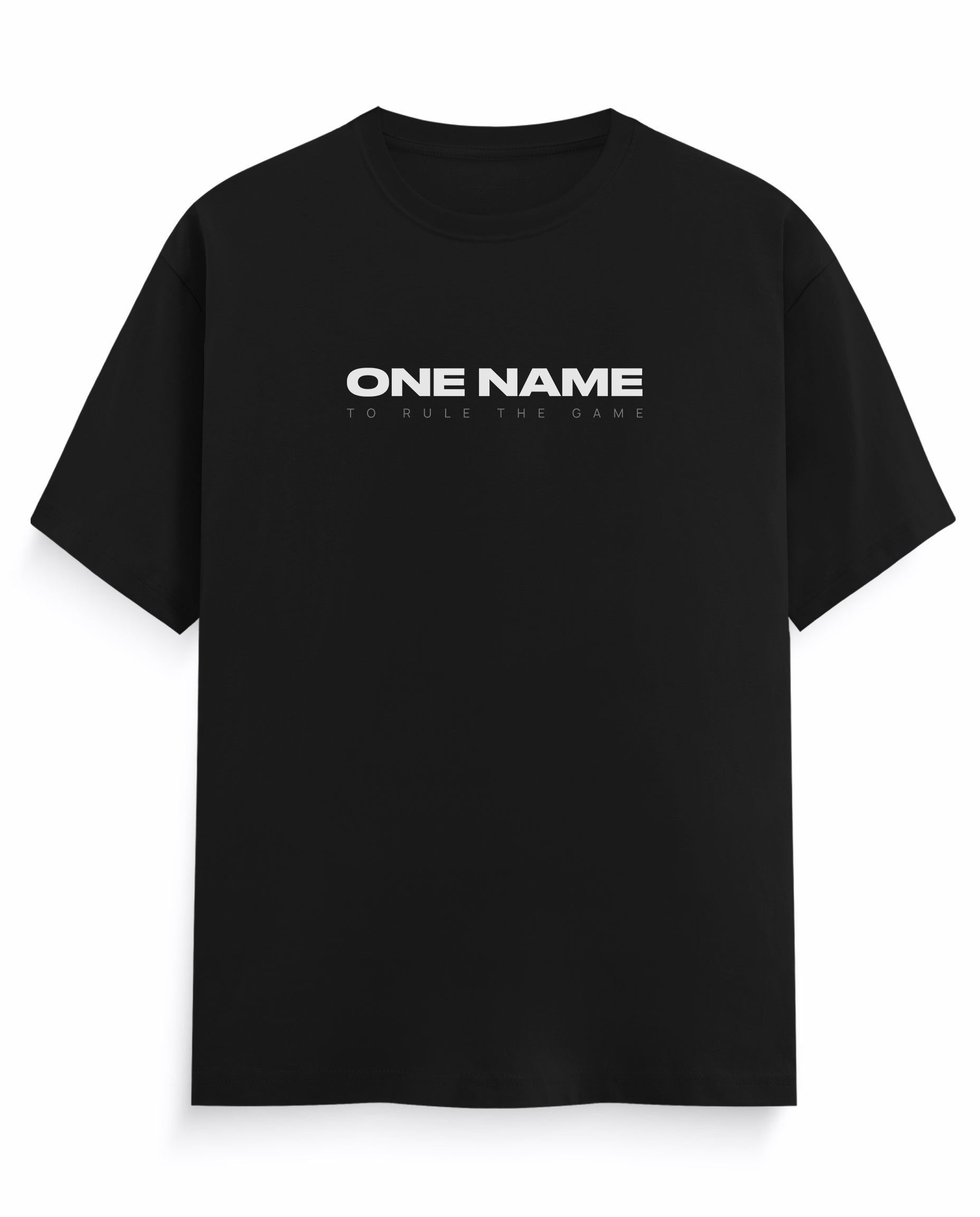 Front view of ONE NAME men's regular-fit t-shirt in black.