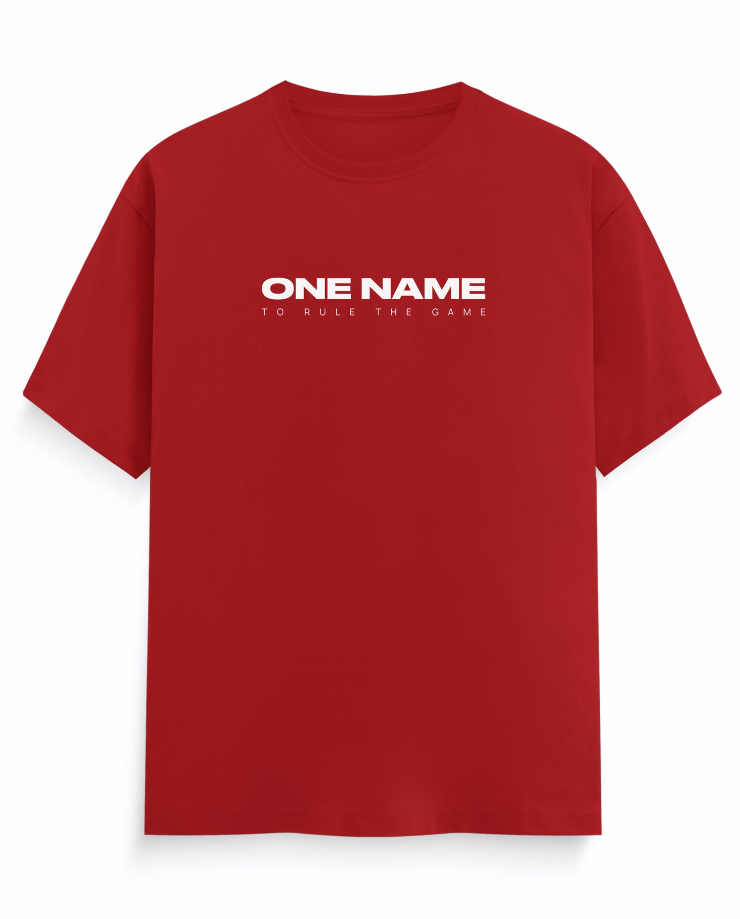 Front view of ONE NAME men's regular-fit t-shirt in red.