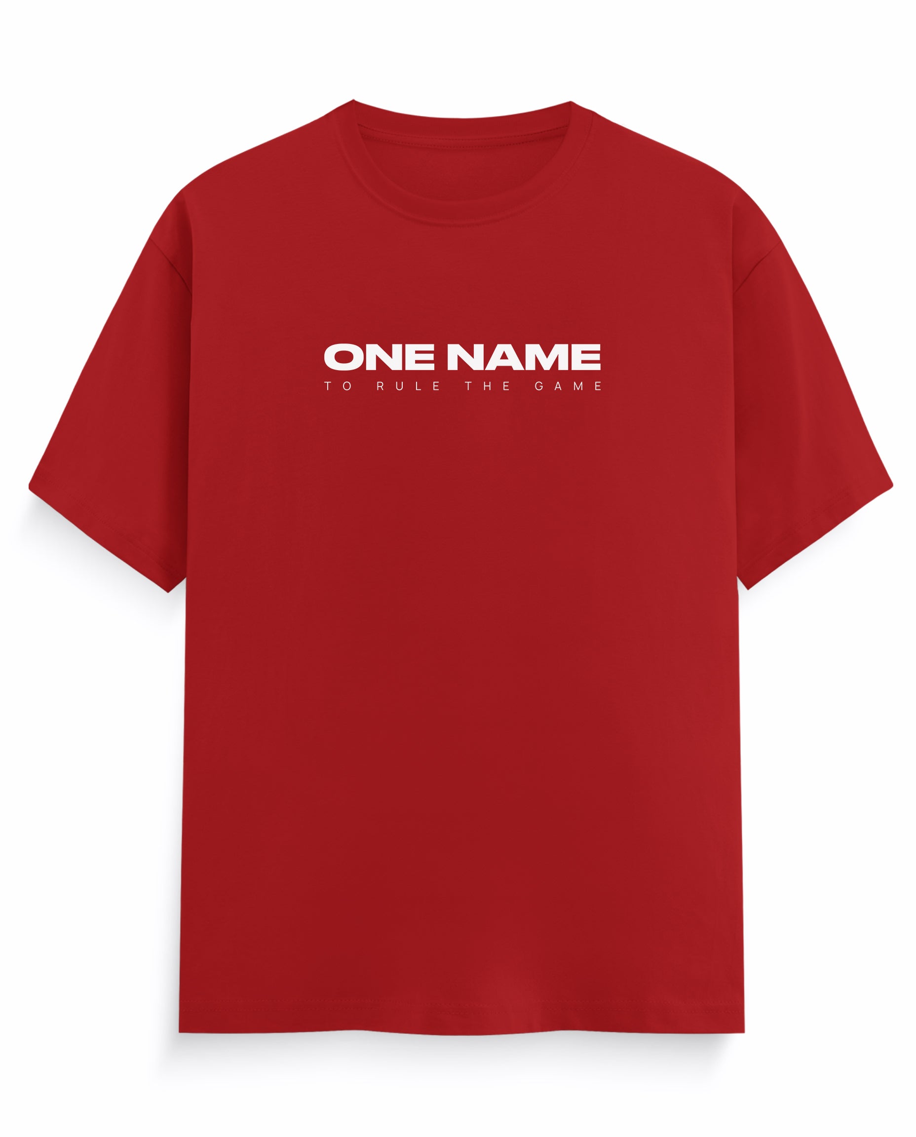 Front view of ONE NAME men's regular-fit t-shirt in red.