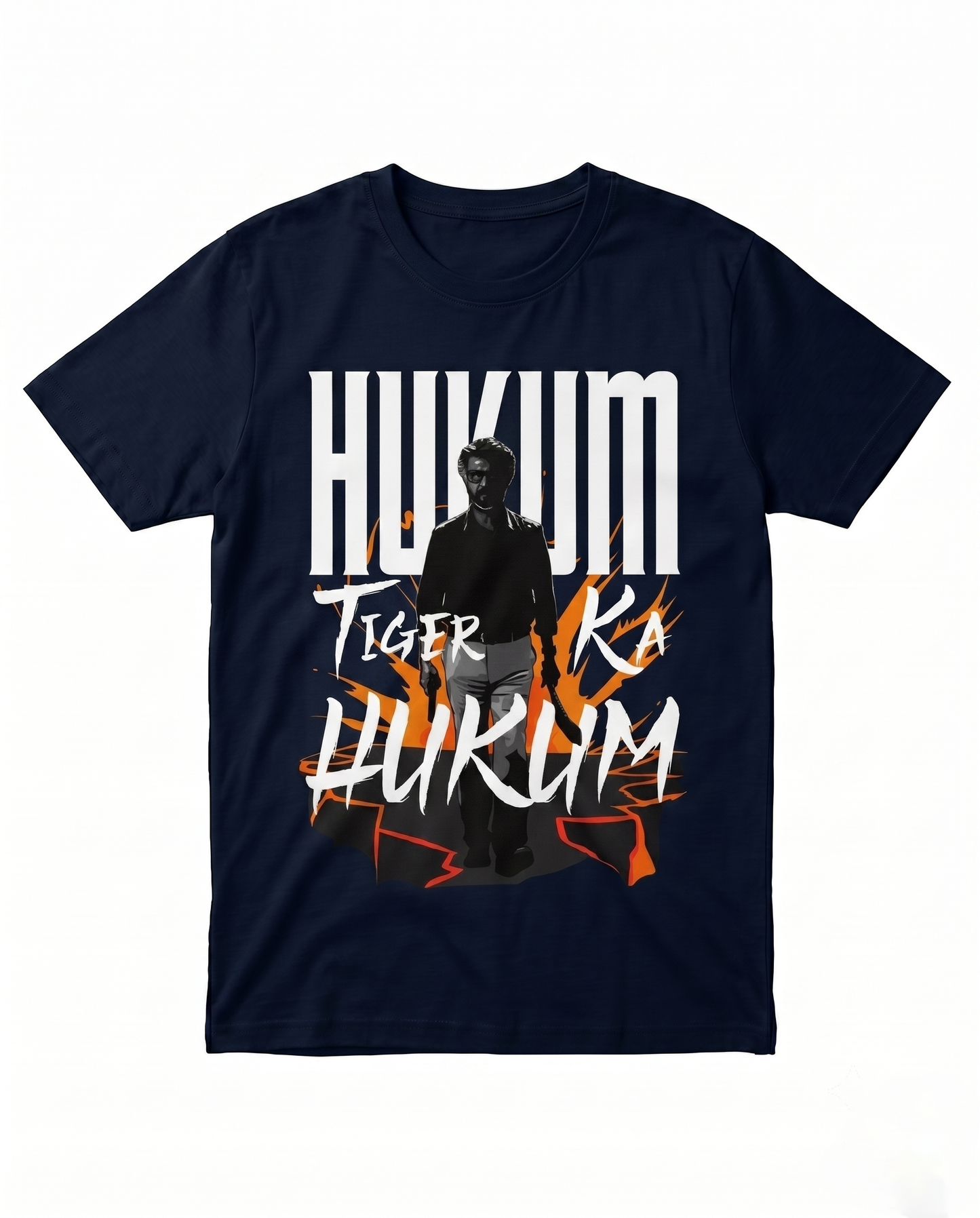 Men's navy blue ORDER OF THE TIGER regular fit graphic t-shirt front view featuring bold statement artwork.
