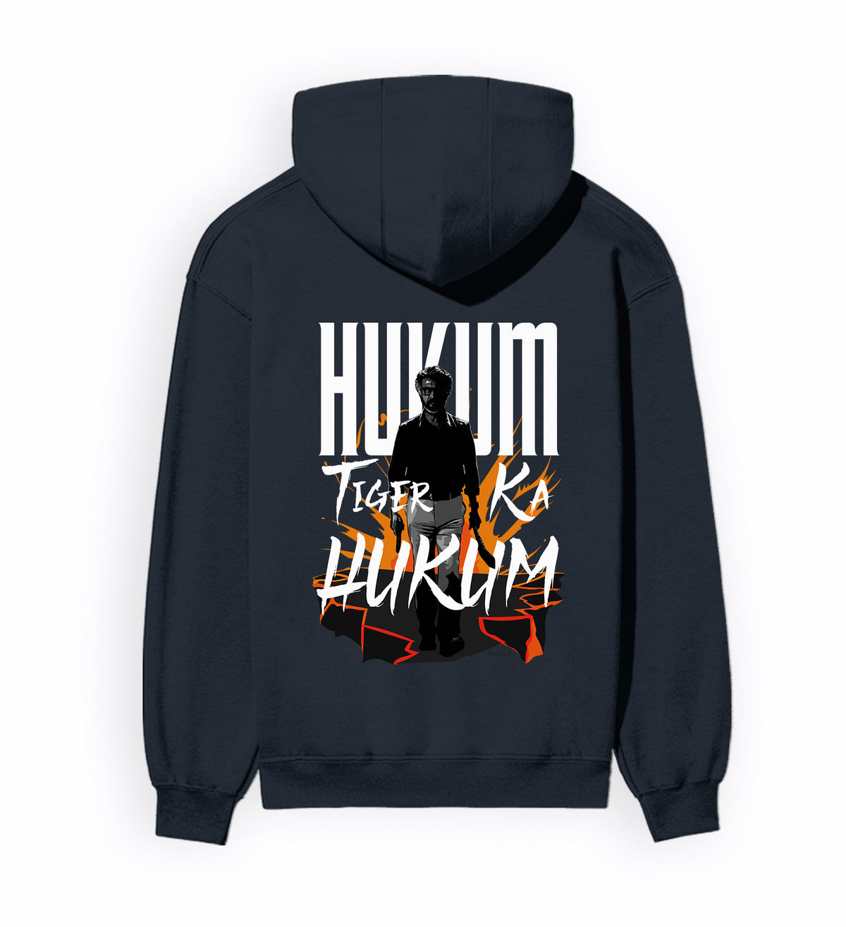 Back view of ORDER OF THE TIGER - Unisex Regular Fit Hoodie in navy blue.