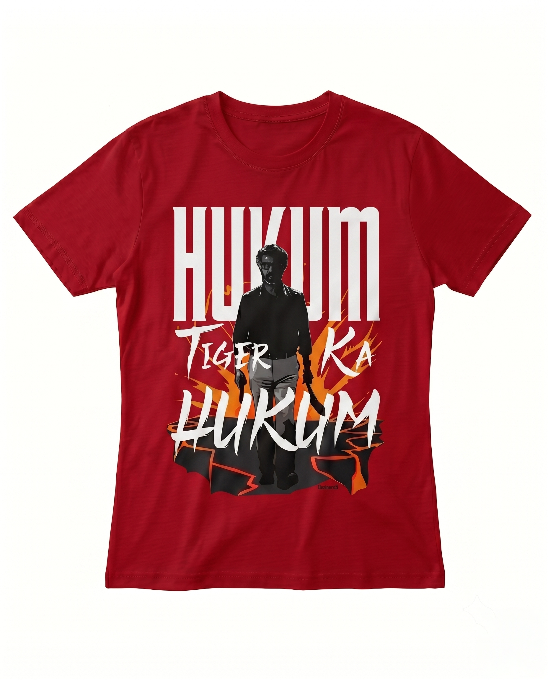 Women's red ORDER OF THE TIGER regular fit graphic t-shirt front view featuring bold statement artwork.