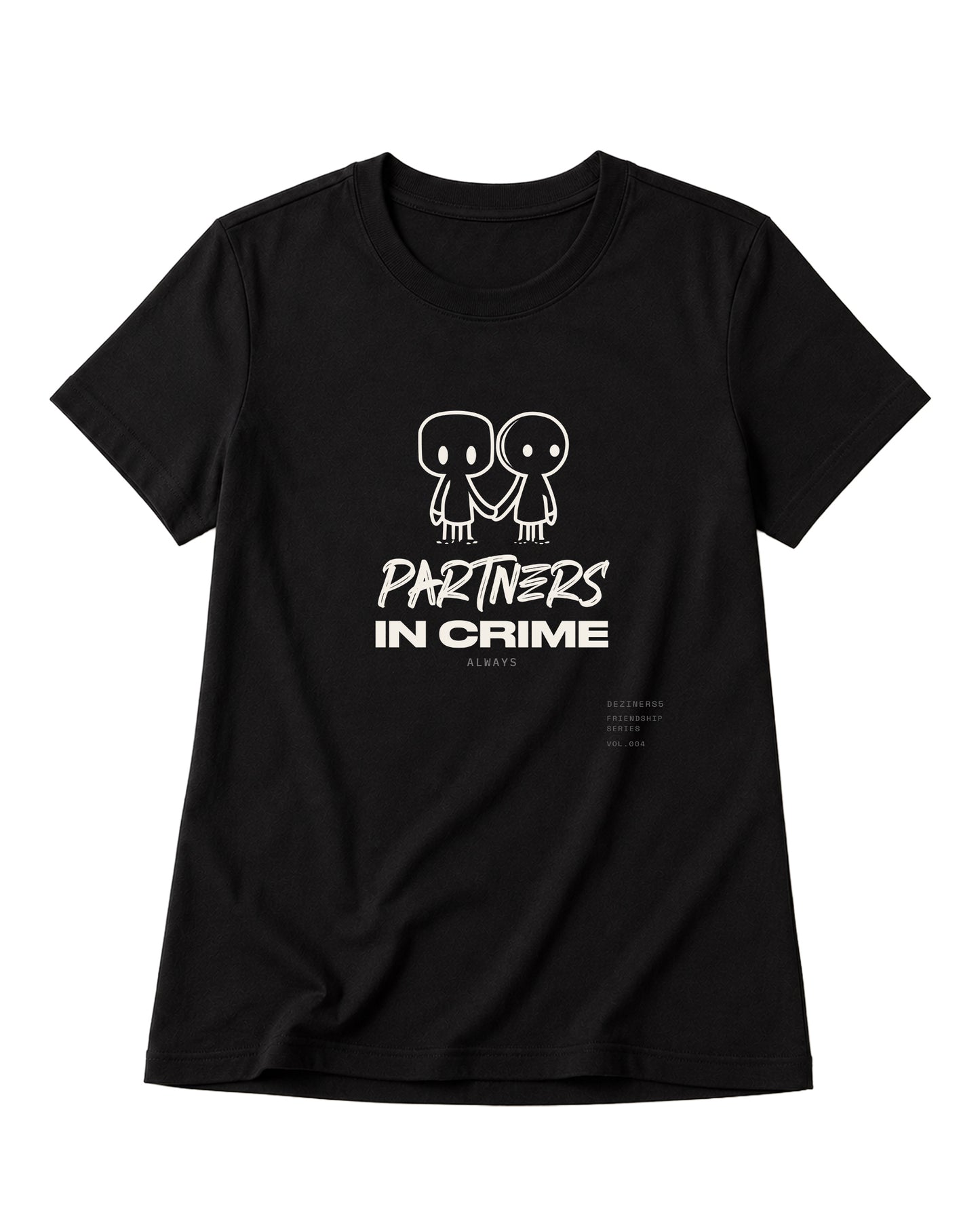 PARTNERS IN CRIME women's regular-fit t-shirt in black.