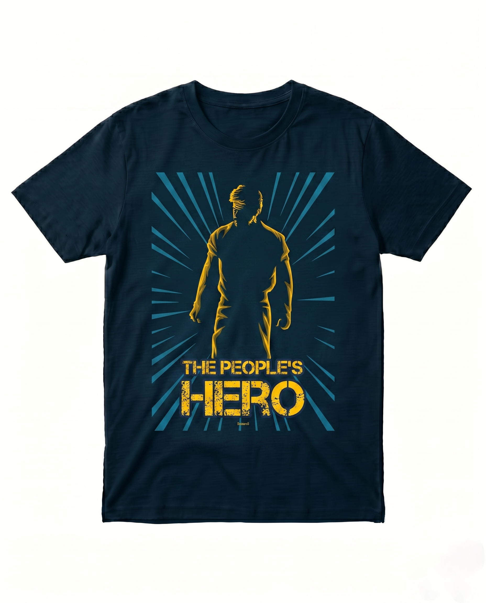 PEOPLE'S HERO navy blue men's regular-fit t-shirt featuring a bold fan-inspired graphic design on premium cotton fabric.