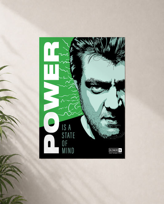 POWER premium matte wall poster featuring AK-inspired action artwork symbolizing resilience, determination, and strength.
