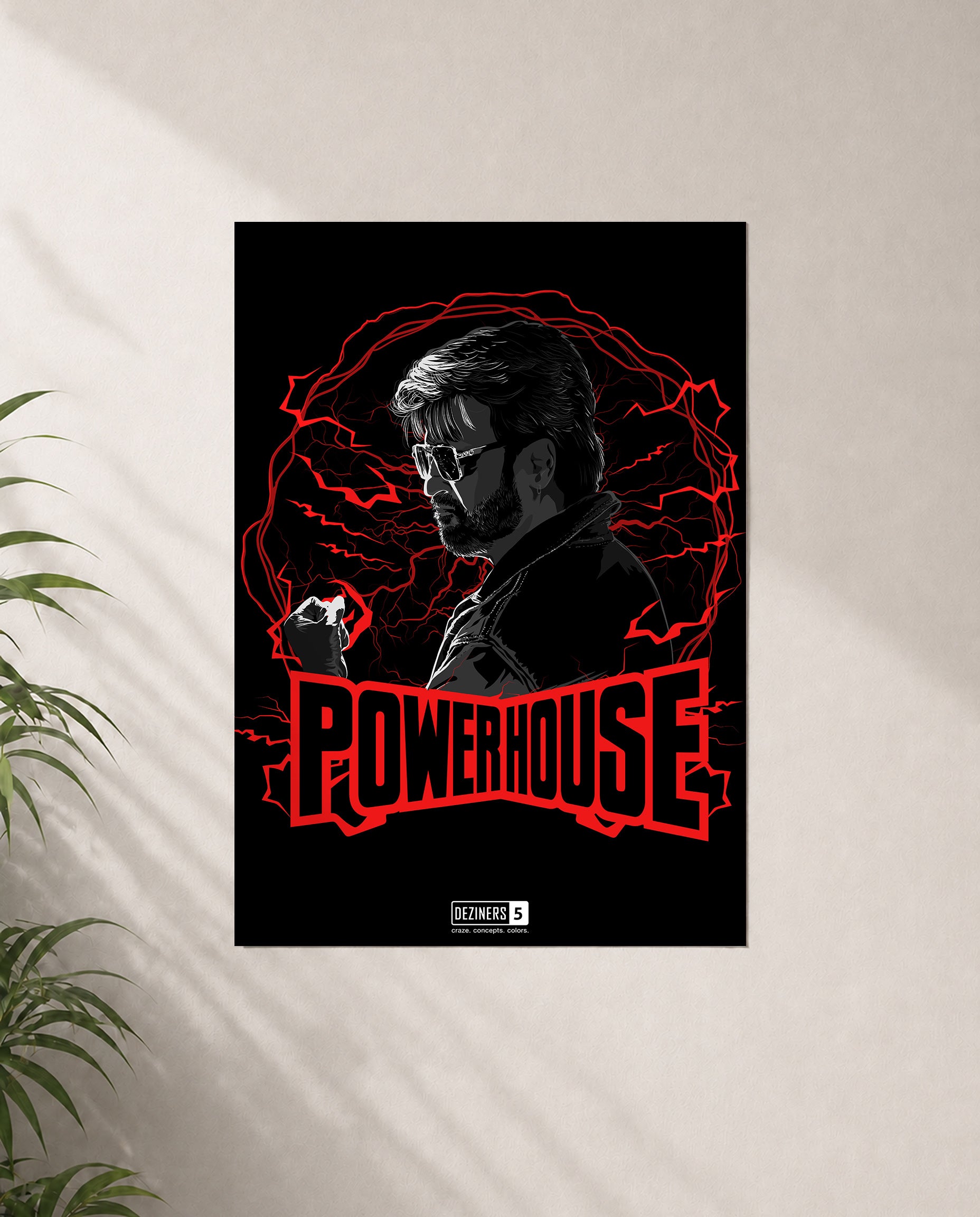 POWERHOUSE Superstar poster featuring Thalaivar inspired powerful cinematic artwork for A4 and A3 wall display.