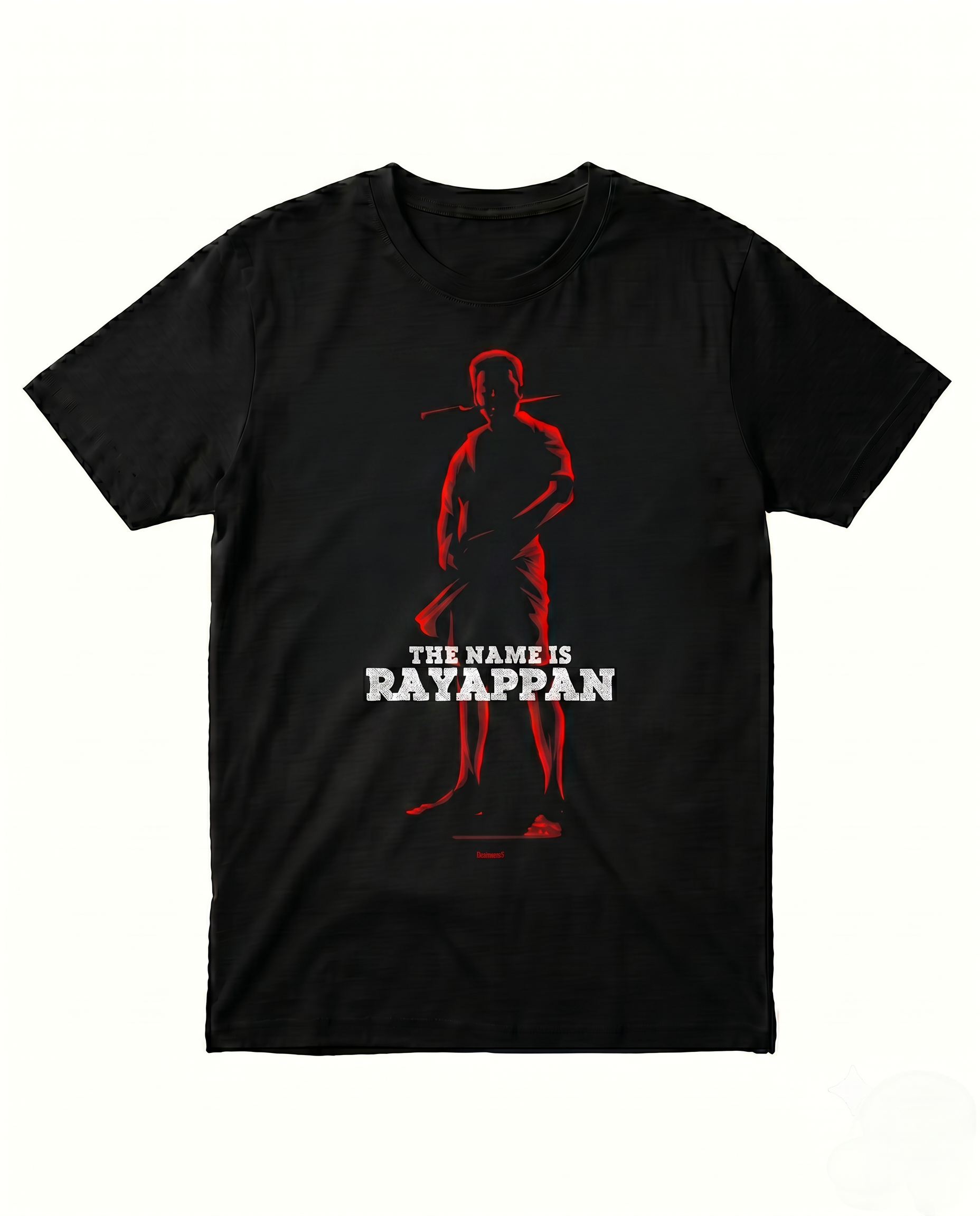 RAYAPPAN TRIBUTE black men's regular-fit t-shirt featuring a bold fan-inspired graphic print on premium cotton fabric.