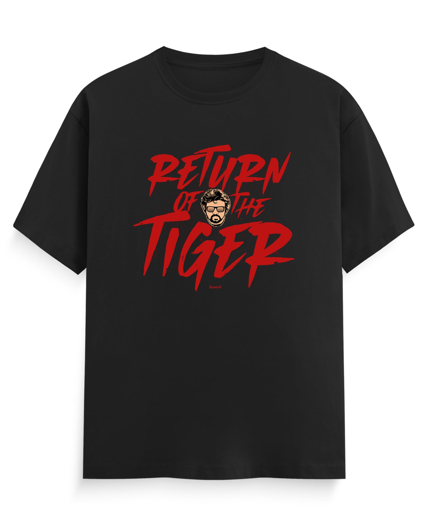RETURN OF THE TIGER superstar inspired typography men's regular-fit t-shirt in black.