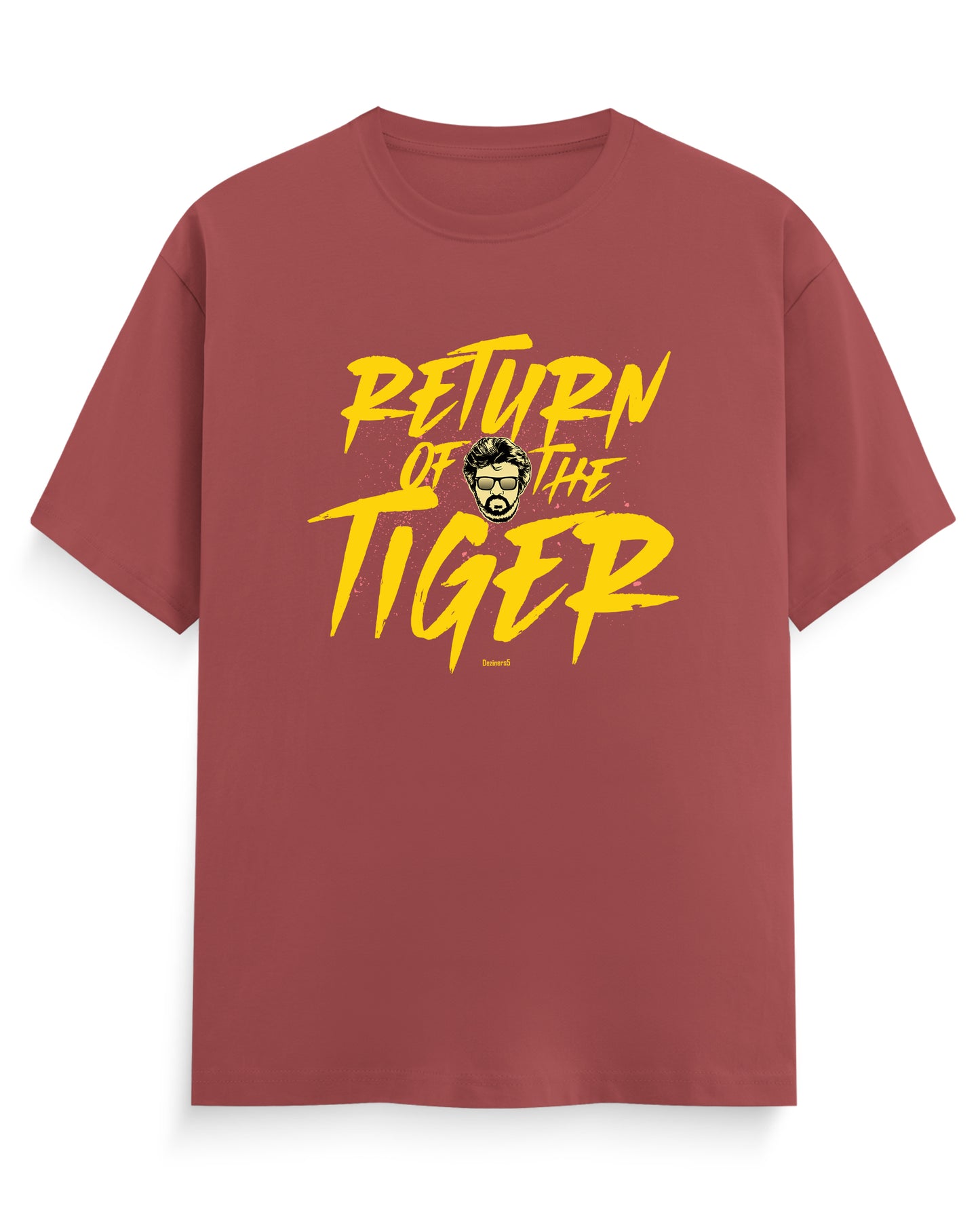 RETURN OF THE TIGER superstar inspired typography men's regular-fit t-shirt in coral.