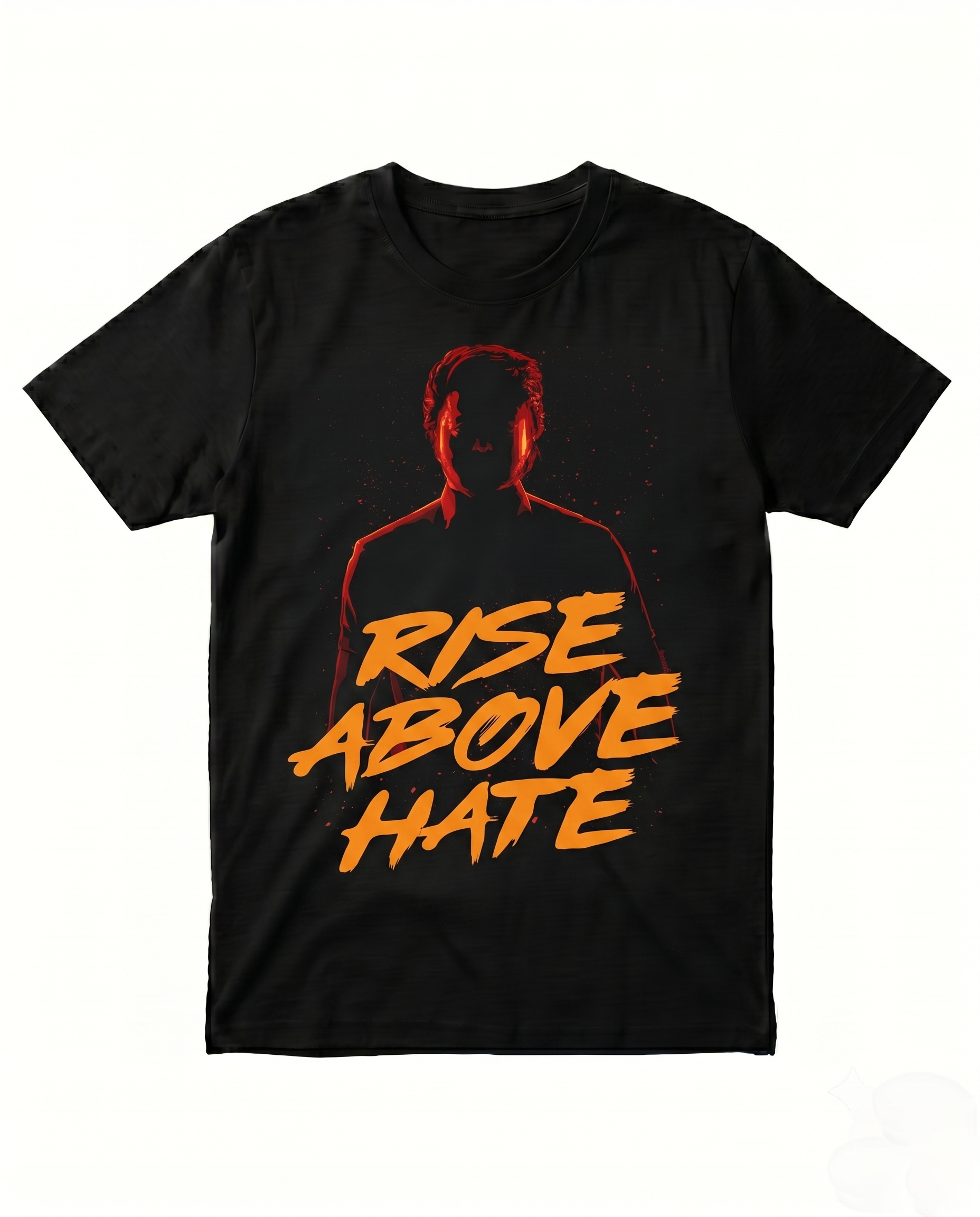 RISE ABOVE HATE black men's regular-fit t-shirt featuring a motivational graphic design on premium cotton fabric.