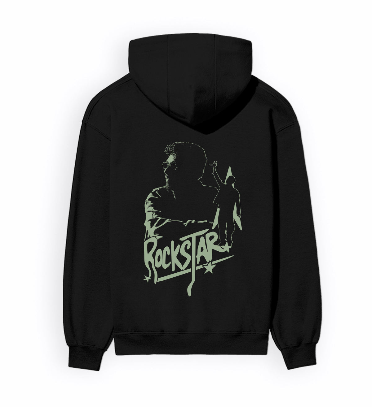 Back view of ROCKSTAR - Unisex Regular Fit Hoodie in black.