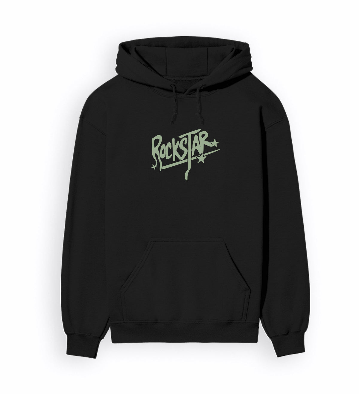 Front view of ROCKSTAR - Unisex Regular Fit Hoodie in black.