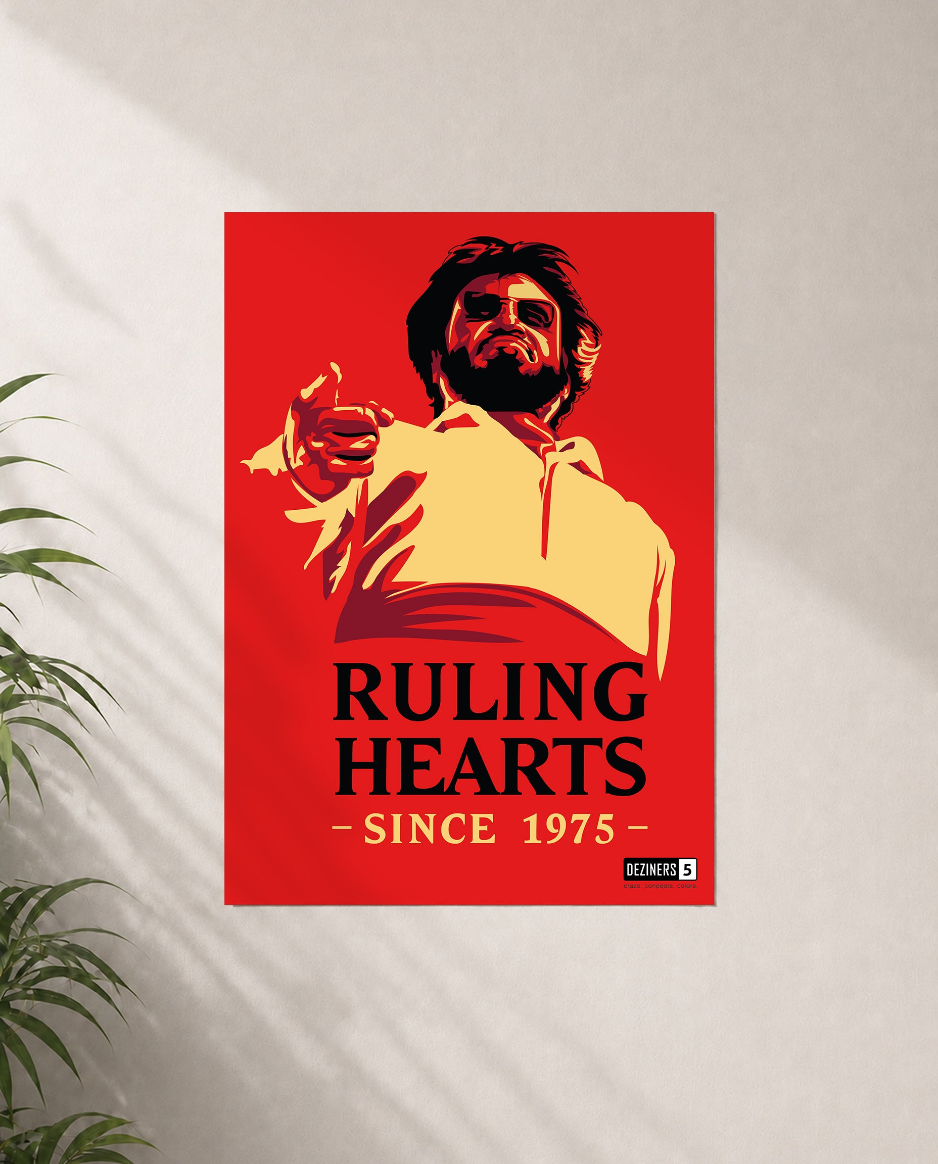RULING HEARTS premium matte poster featuring Thalaivar-inspired classic cinematic artwork with a bold minimalist design.