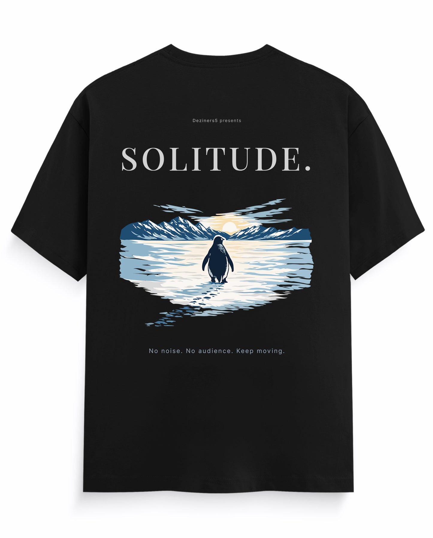 Back view of SOLITUDE men's regular-fit t-shirt in black.