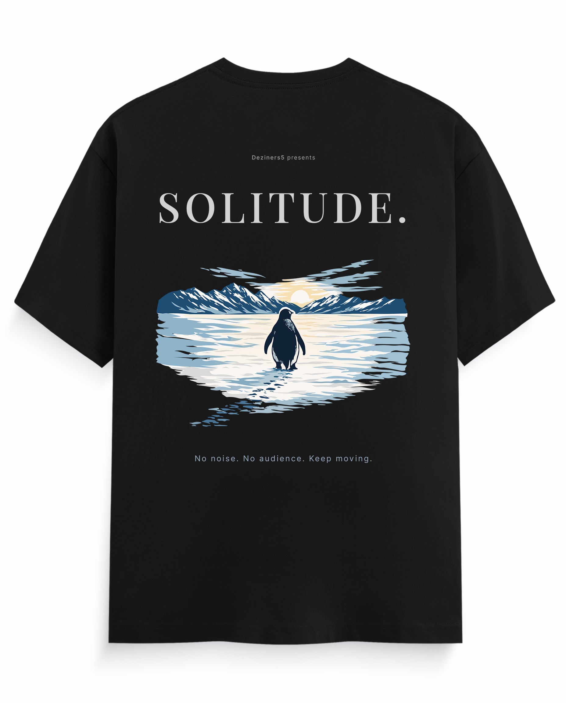 Back view of SOLITUDE men's regular-fit t-shirt in black.