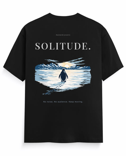 Back view of SOLITUDE men's regular-fit t-shirt in black.