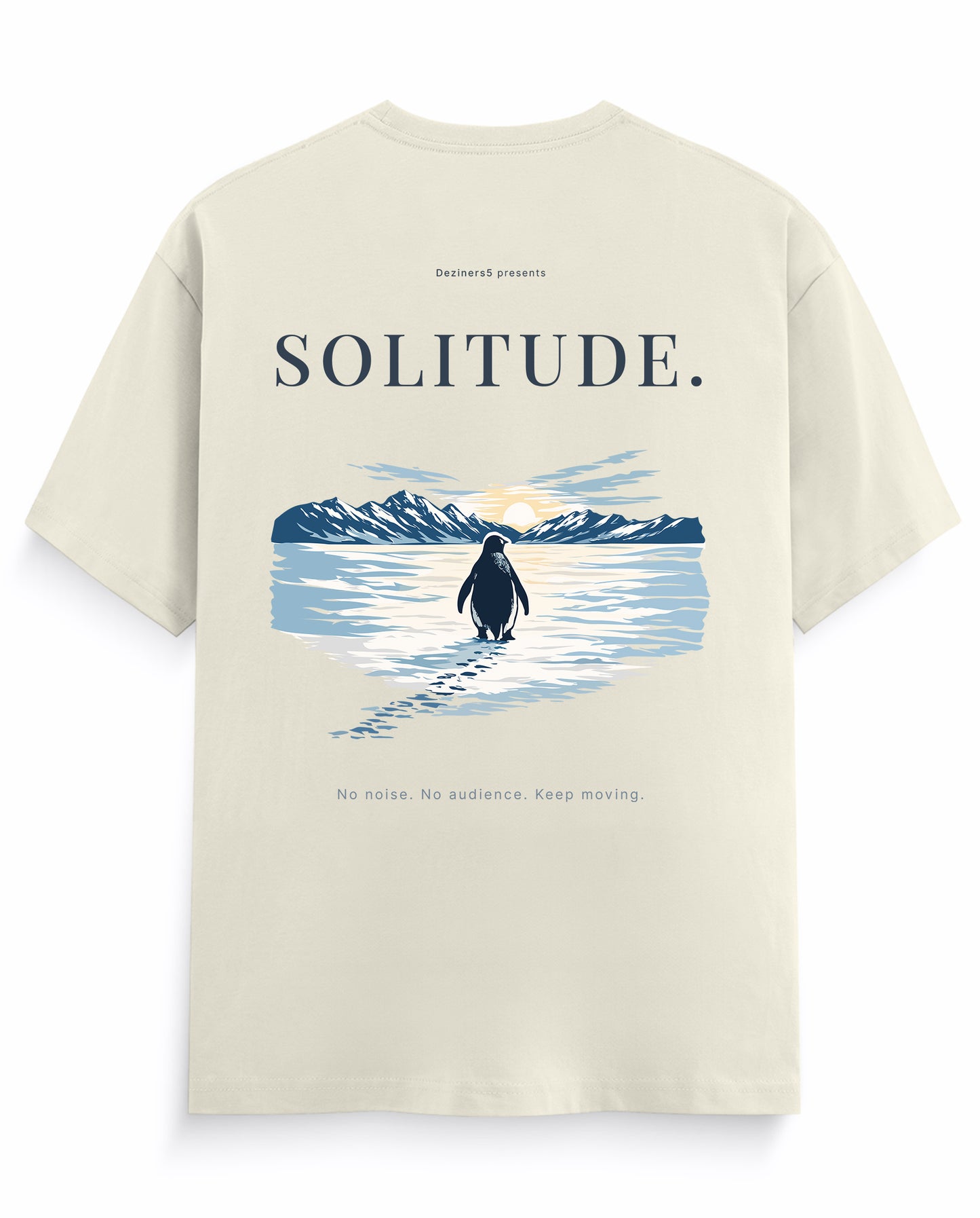 Back view of SOLITUDE men's regular-fit t-shirt in off-white.