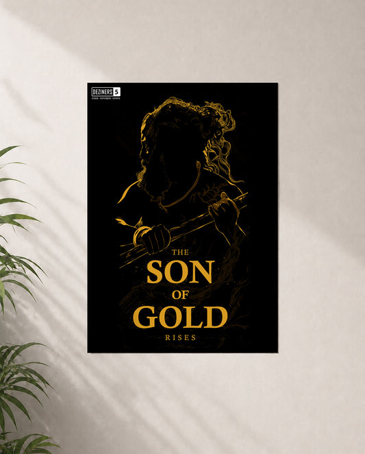 THE SON OF GOLD premium matte wall poster featuring Chiyaan-inspired rugged cinematic artwork with earthy tones.