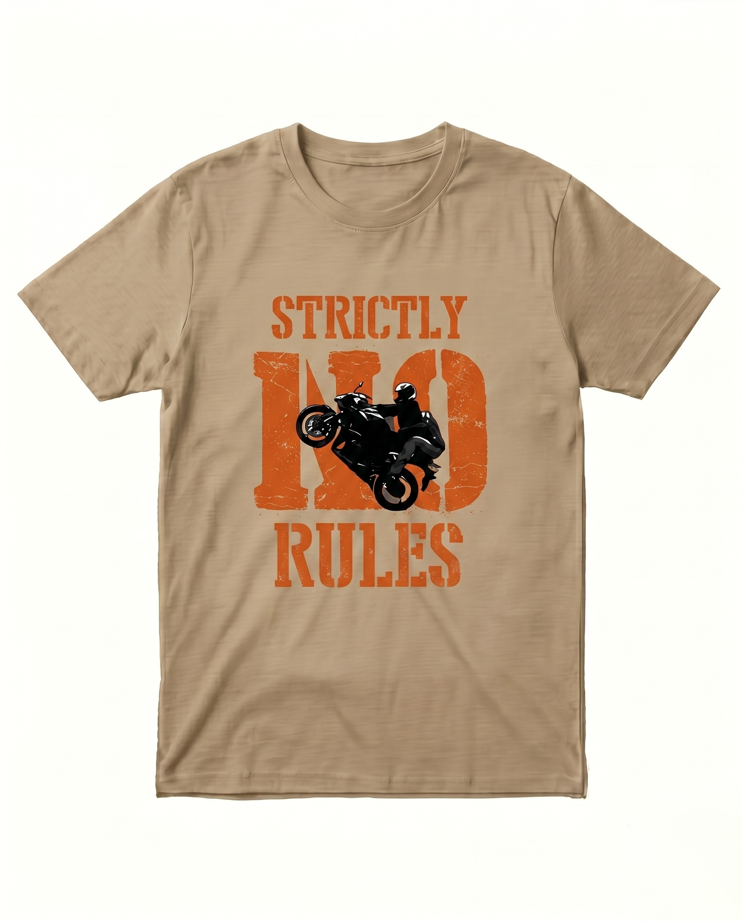 STRICTLY NO RULES men's regular-fit t-shirt in beige featuring a bold typography and graphic design.