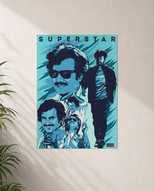SUPERSTAR TRIBUTE premium matte collage poster showcasing an iconic cinematic journey through timeless screen moments.