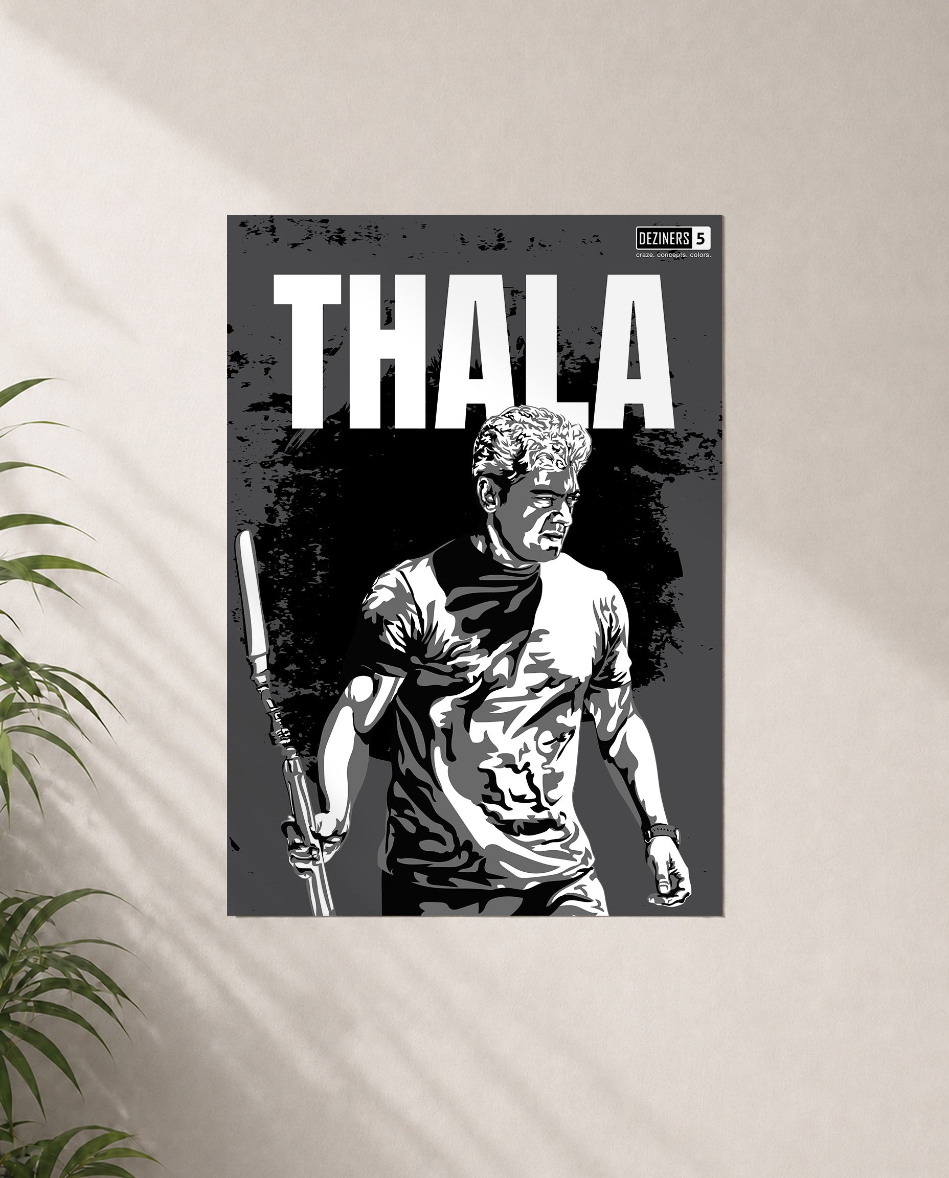 THALA premium matte wall poster featuring AK-inspired tactical cinematic artwork with bold minimalist styling.