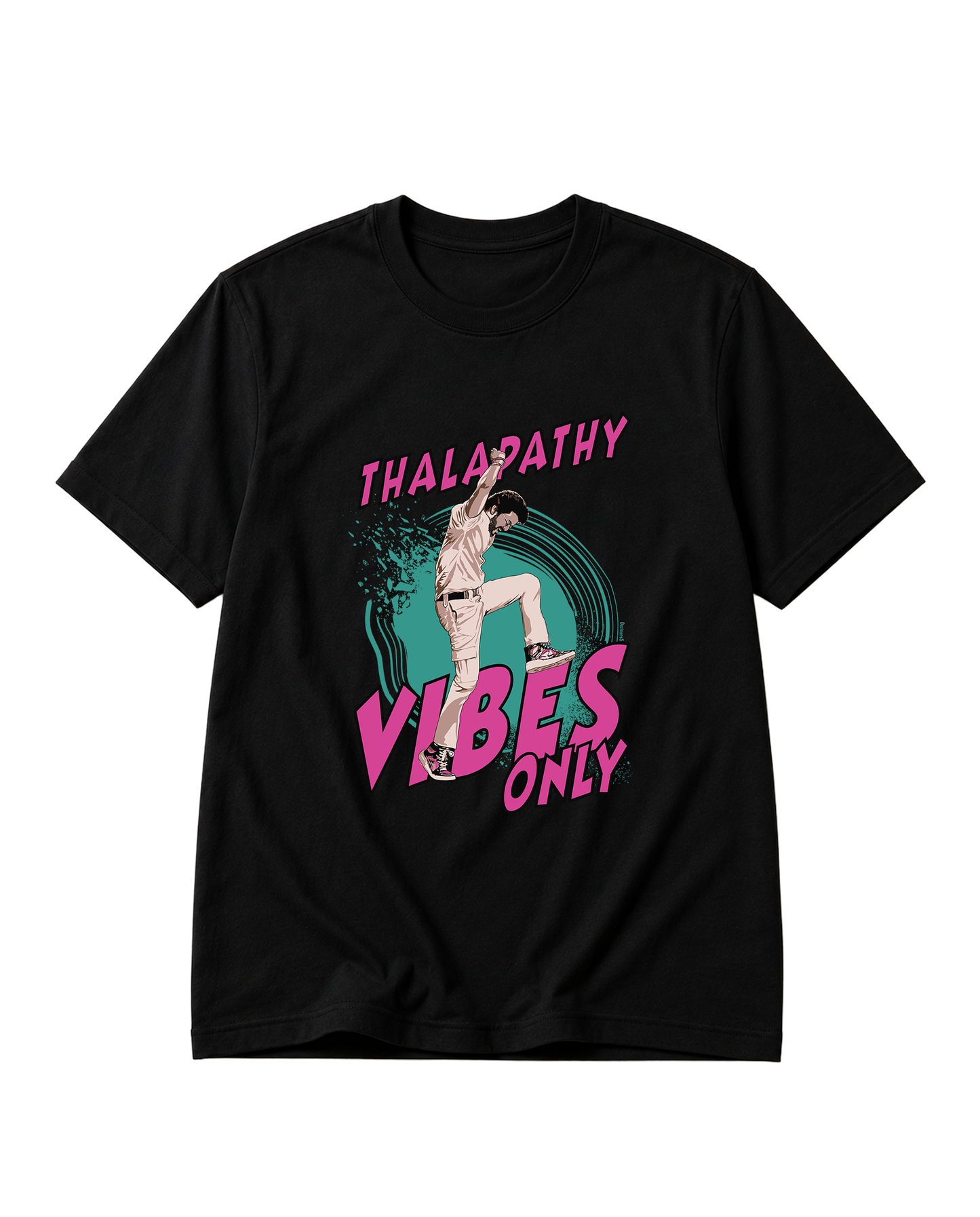 THALAPATHY VIBES men's regular-fit t-shirt in black.