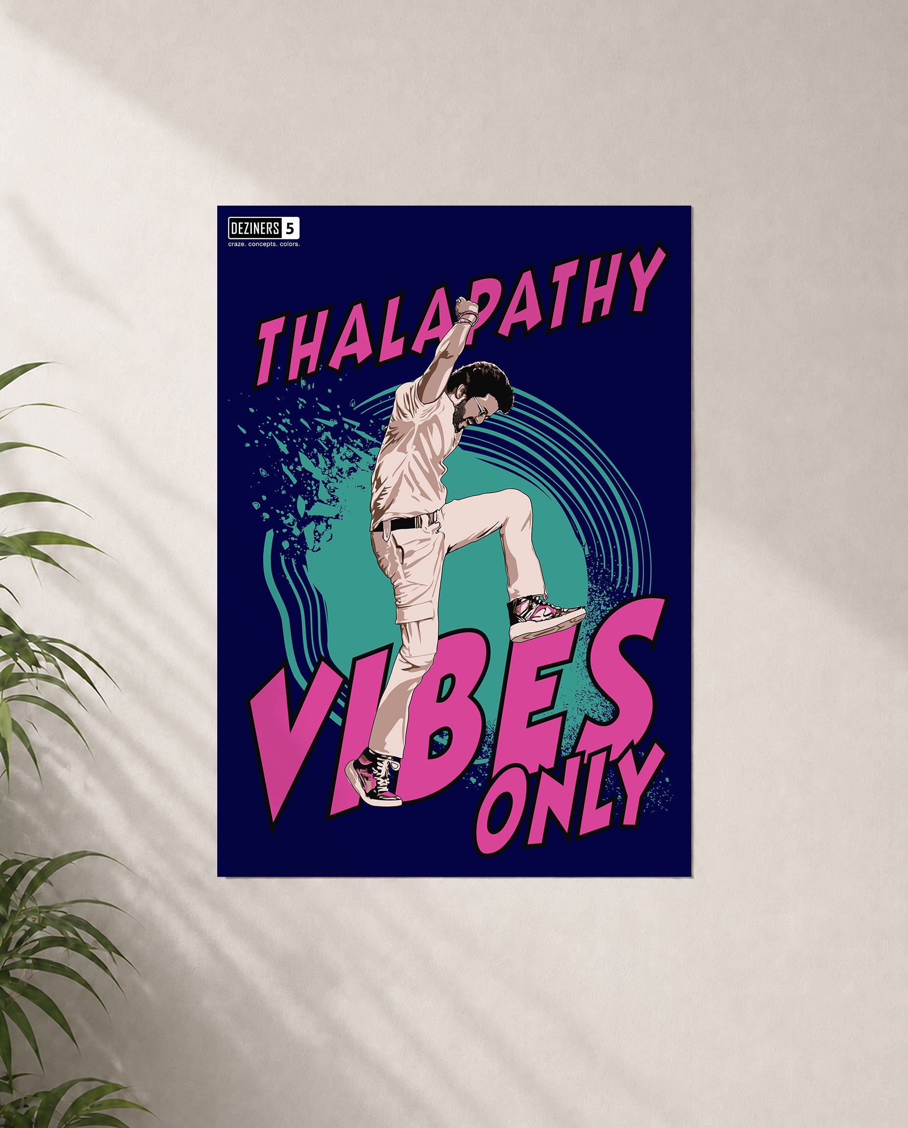 THALAPATHY VIBES premium matte wall poster featuring energetic Thalapathy-inspired dance artwork with vibrant cinematic styling.