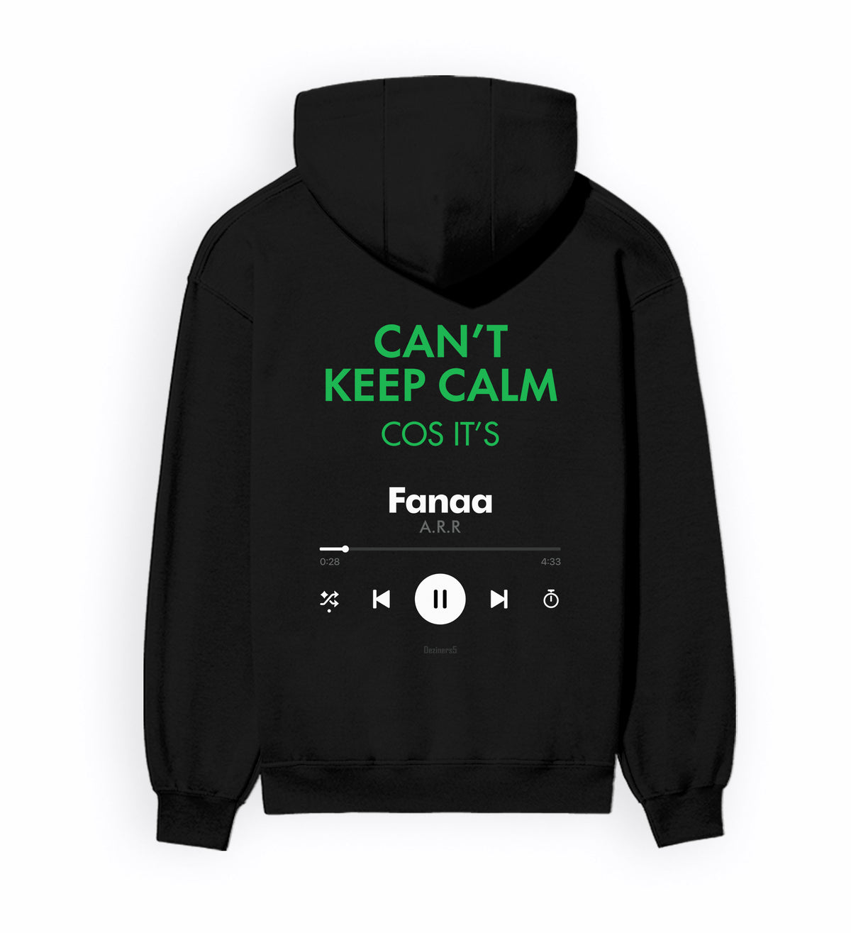 Back view of THE ARR TRACK - HINDI - Unisex Regular Fit Hoodie in black.