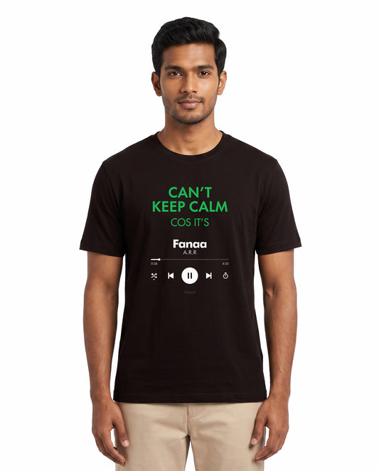 Front view of male model wearing THE ARR TRACK - HINDI - Men's Regular Fit T-Shirt in coffee brown in a studio setting.