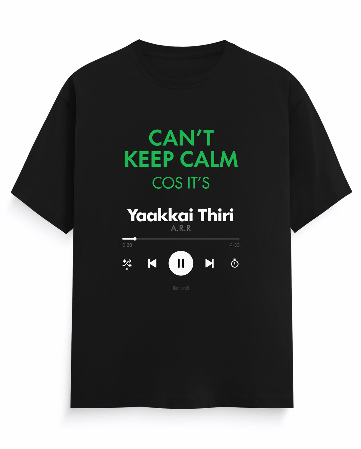 Front view of THE ARR TRACK - TAMIZH - Men's Regular Fit T-Shirt in black.