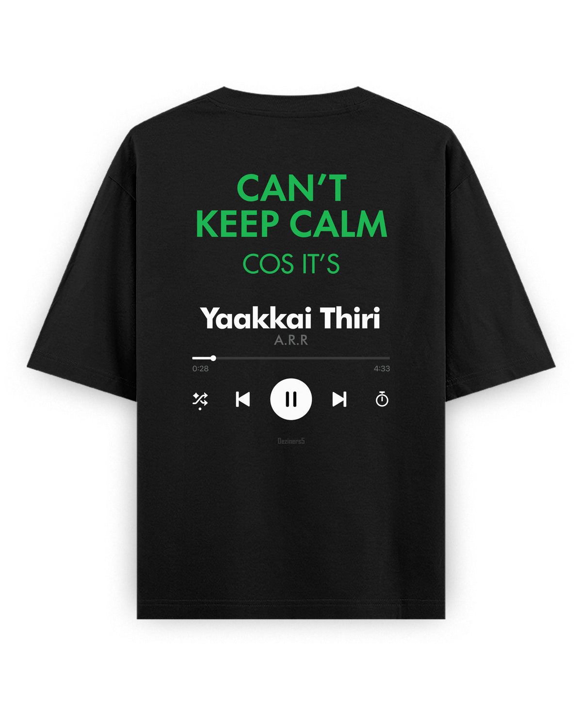 Back view of THE ARR TRACK - TAMIZH - Unisex Oversized Graphic T-Shirt in black.