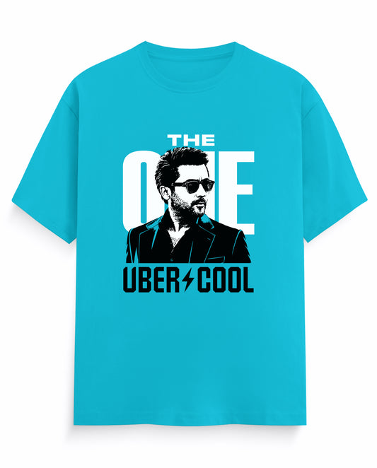 Front view of THE ONE men's regular-fit t-shirt in sky blue.