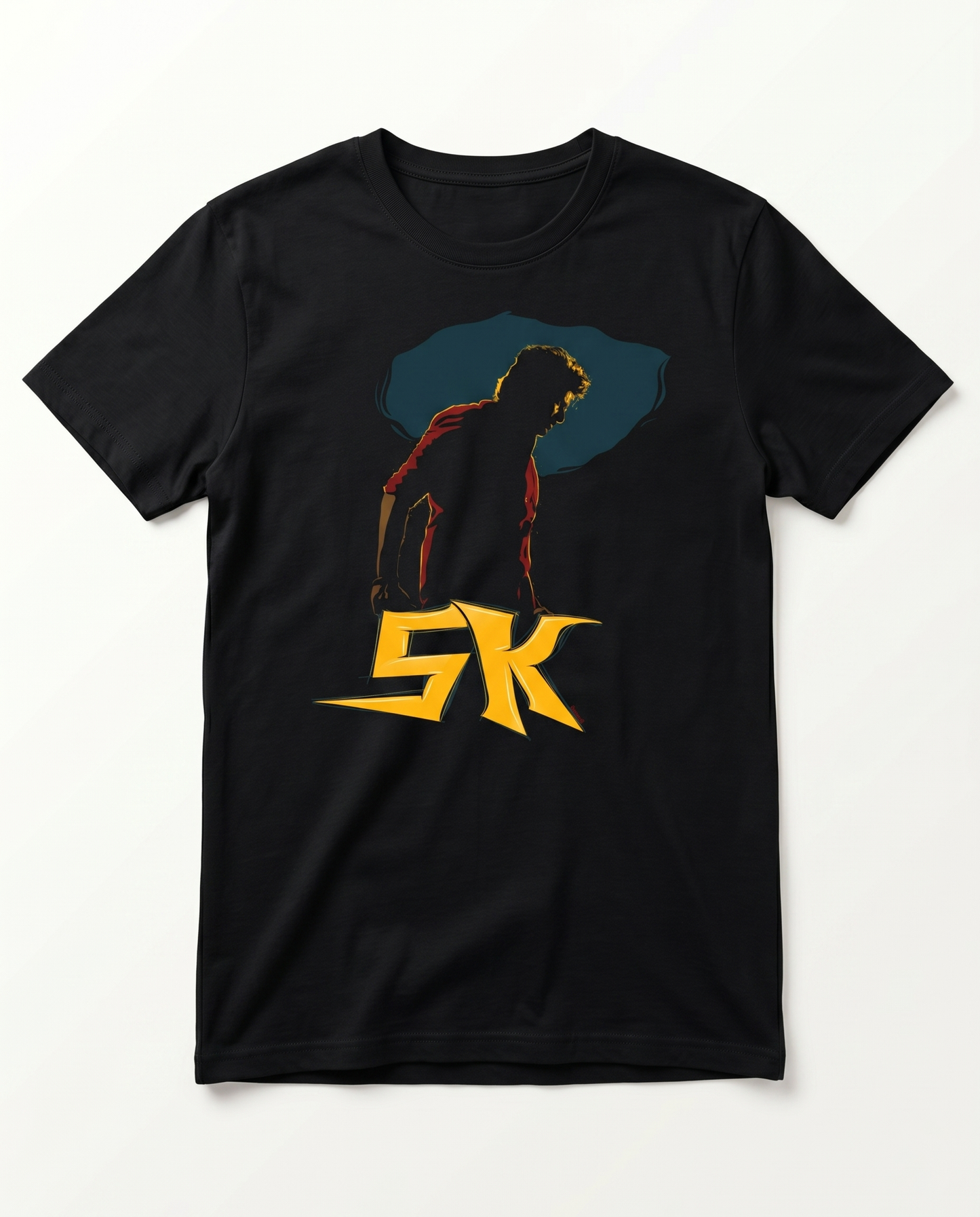 THE RISE OF SK men's regular-fit t-shirt featuring an illustrated graphic and typography design on a black t-shirt.