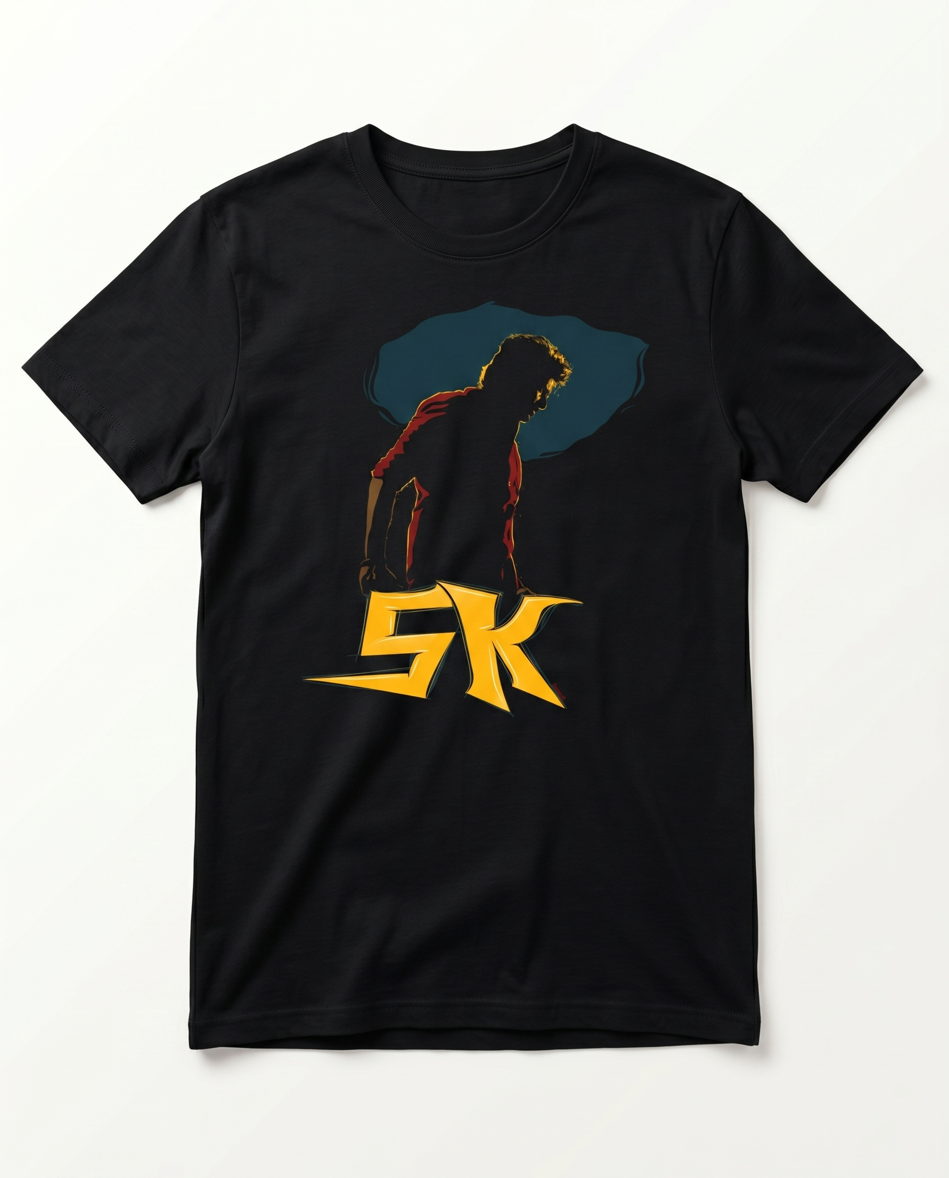 THE RISE OF SK men's regular-fit t-shirt featuring an illustrated graphic and typography design on a black t-shirt.